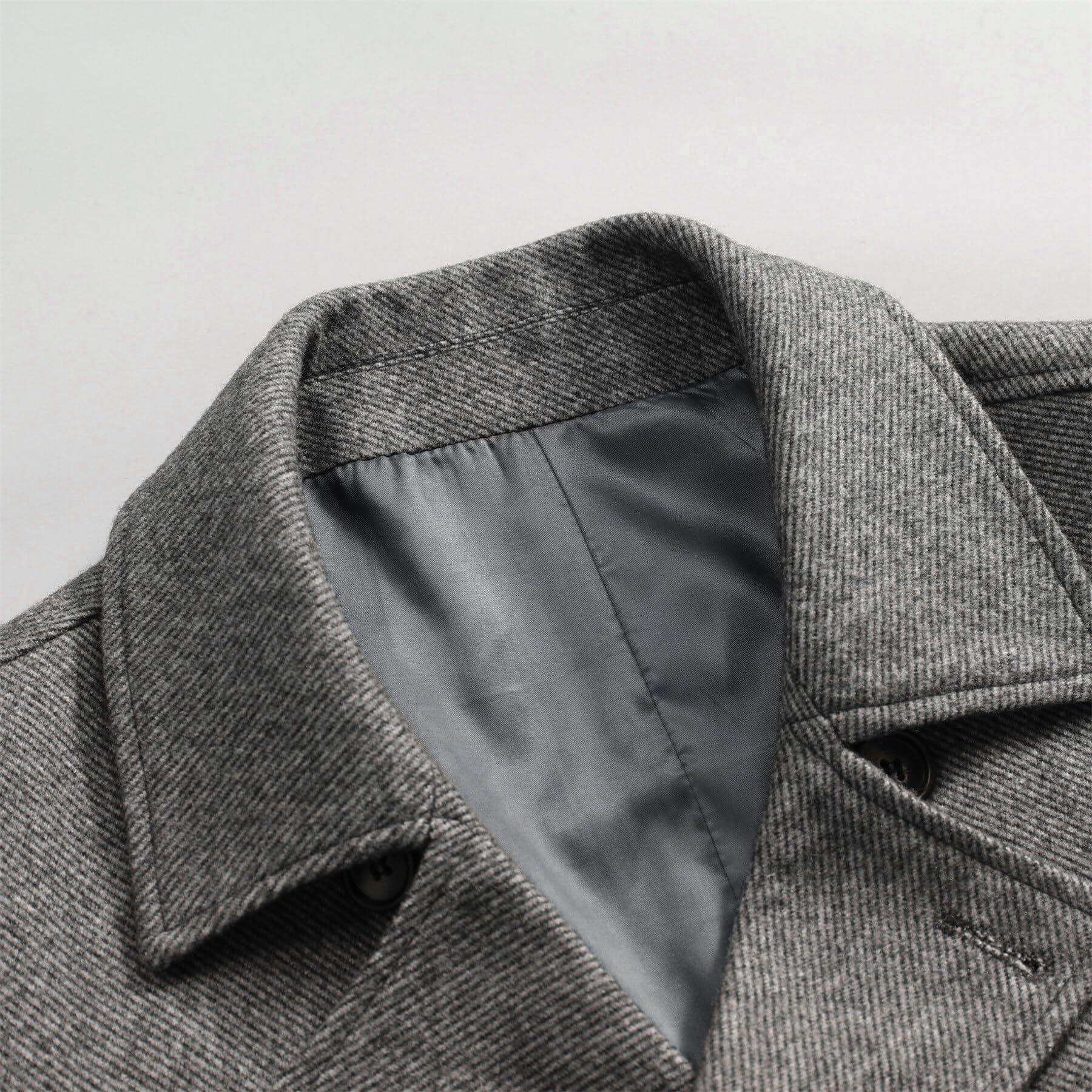 Allthemen Cappotto Invernale da Uomo Caldo Trench Doppiopetto in Tweed a Spina di Pesce Cappotto in Misto Lana con Colletto a Tacca
