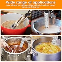 Vista 7 de Termómetro de acero inoxidable para dulces con clip para olla, termómetro de cocina con mango de anillo para colgar, termómetro de lectura