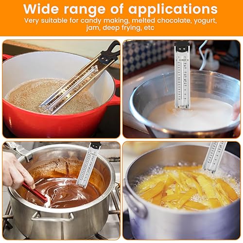 Miniatura 7 de Termómetro de acero inoxidable para dulces con clip para olla, termómetro de cocina con mango de anillo para colgar, termómetro de lectura
