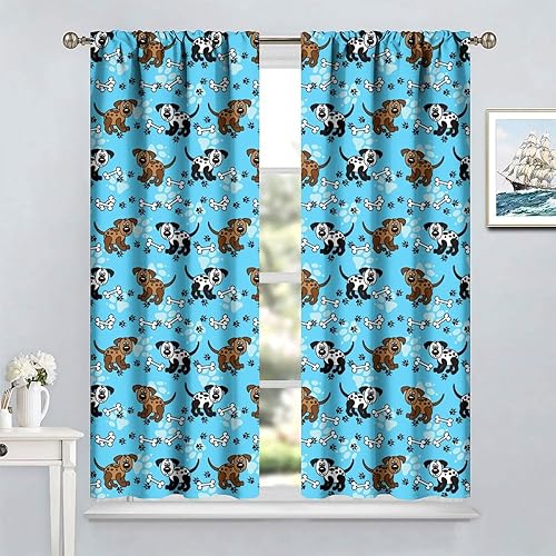Miniatura 179 de Cortinas opacas con estampado de patas de perro, estampado de patas de perro y huesos, tratamiento de ventana, cortinas con aislamiento térmico