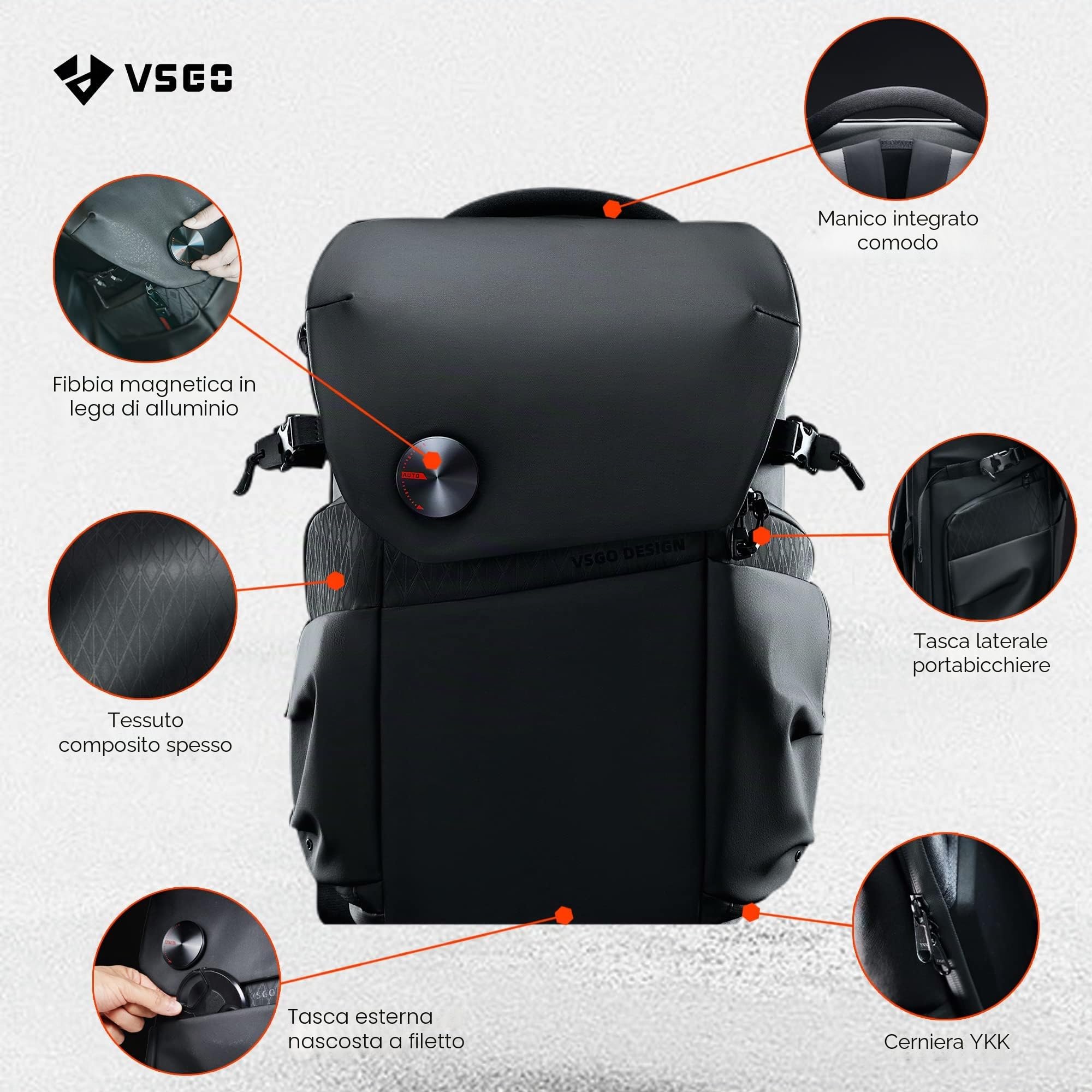 VSGO Zaino per fotocamera professionale DSLR/SLR 20L Zaino di grande capacità, compatibile per fotocamere Sony Canon Nikon