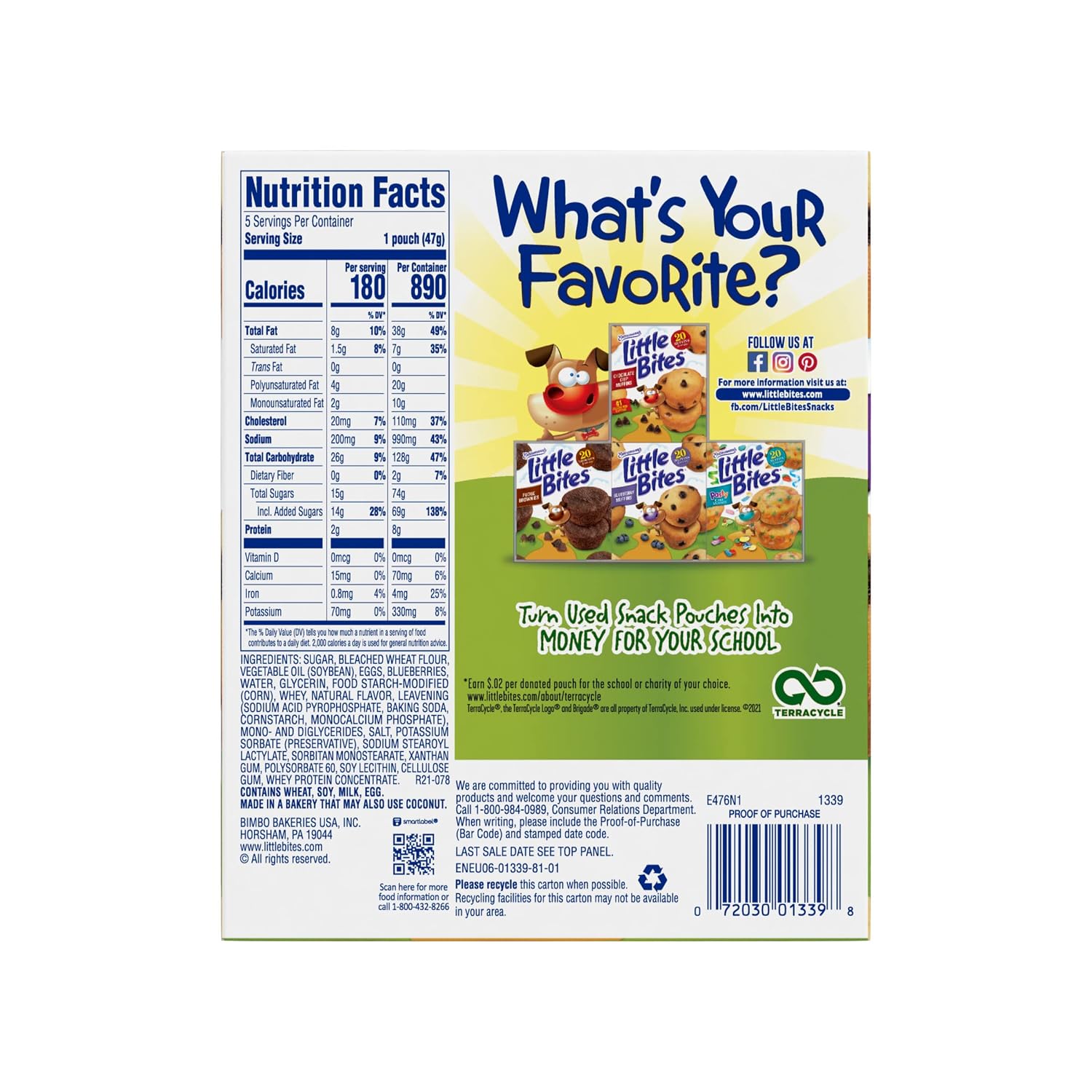 Entenmann's Little Bites Blueberry Muffins | 2 pack (10 pouches total)