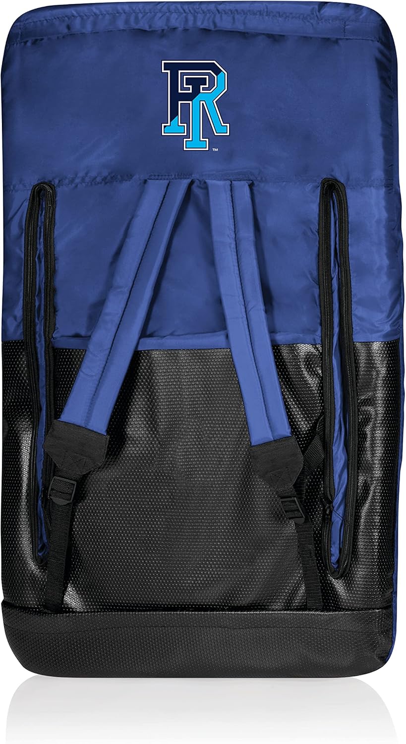 PICNIC TIME NCAA Rhode Island Rams Ventura Reclining Stadium Seat with Back Support, Bleacher Seat, Beach Floor Chair, (Navy Blue)