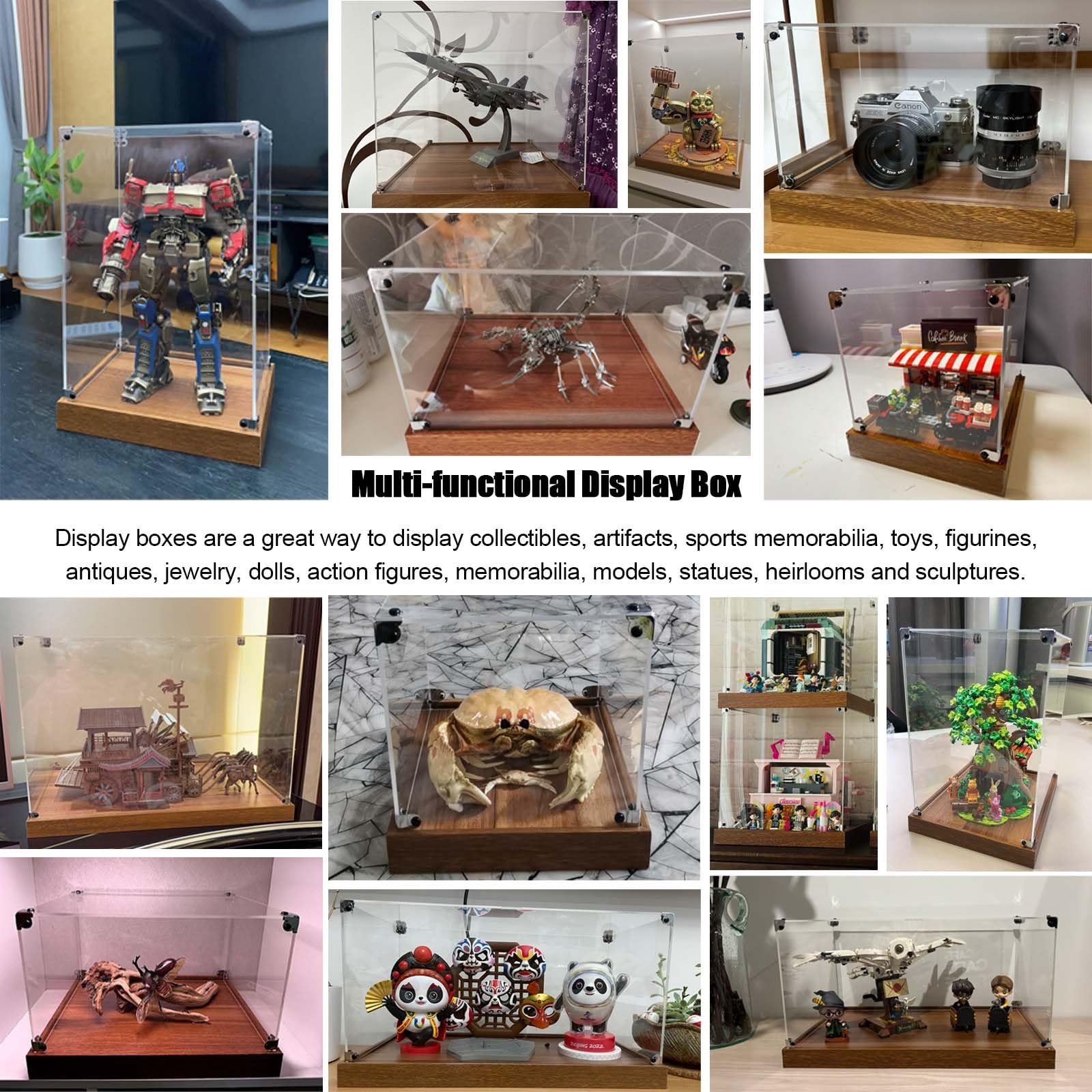 cajas de metacrilato Cajas Transparentes Antipolvo para Exposición Extra Grandes 23.6x27.5x35in, Caja Acrílica de Almacenaje con Base para Exposición de Zapatillas de Firma, Coleccionables Vitrina Ant