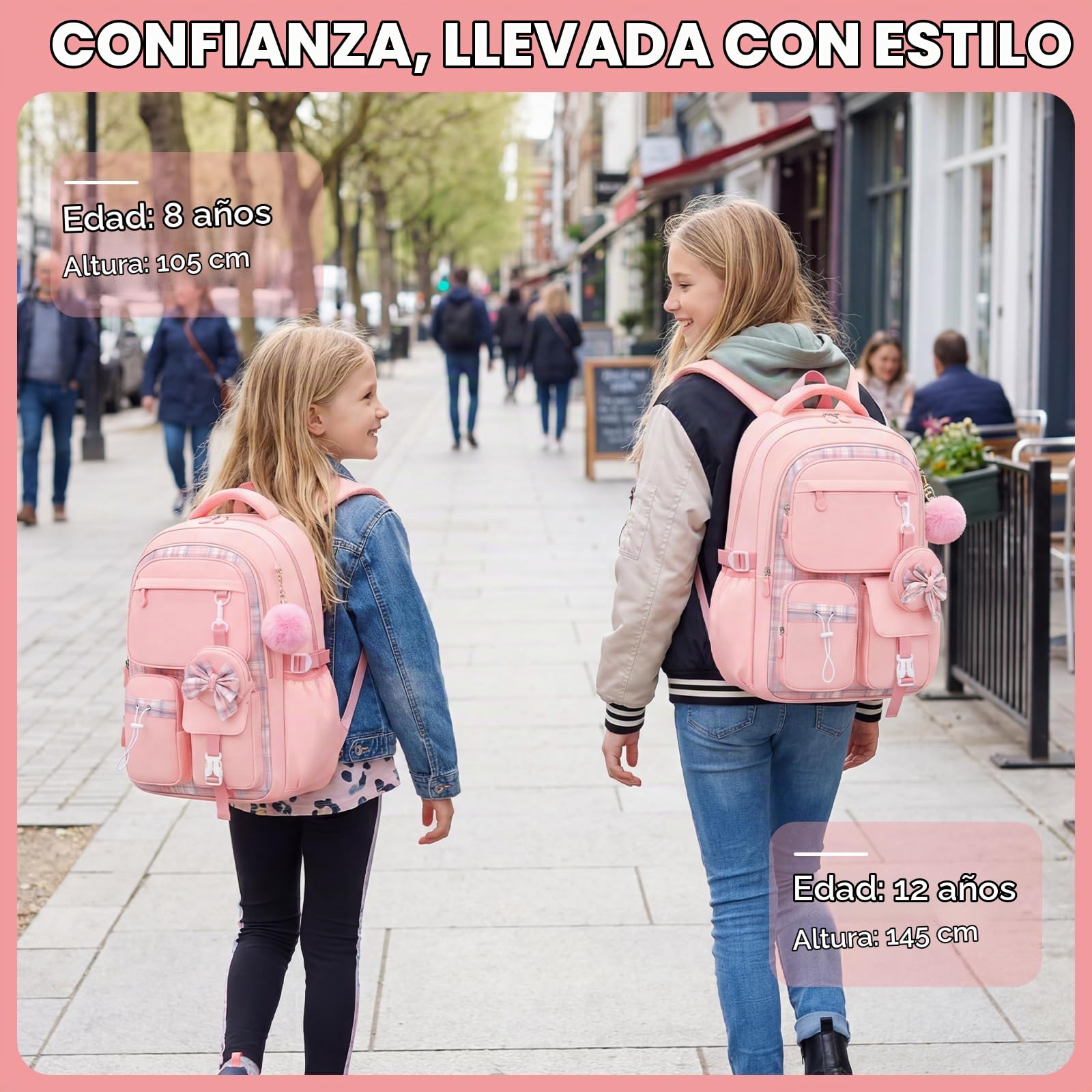 Amythe Mochila Niña 1°-5° Primaria con Bandas Reflectantes