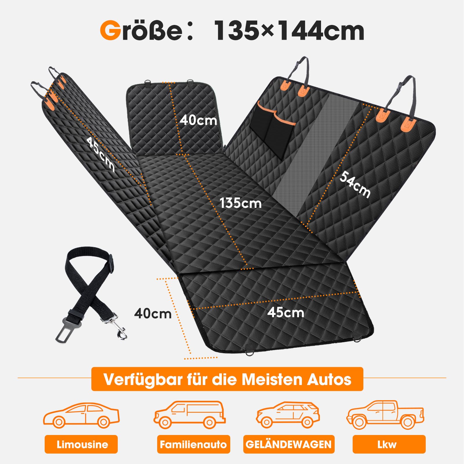 JOEJOY Hundedecke Auto Rückbank, Autoschondecke Hund Rücksitz mit Seitenschutz und Sichtfenster, Hundeschutz Wasserdicht Kratzfest, Hundesitz Auto Rückbank für die meisten Autos, LKWs & SUVs, Schwarz