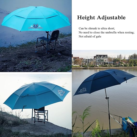 Photo 1 of  Sunscreen Fishing Umbrella Sun Shade Outdoor - Beach Umbrellas 360°Rotation and Adjustable Height, Double Curved Umbrellas Sun Protection Windproof, Garden Patio Parasol 