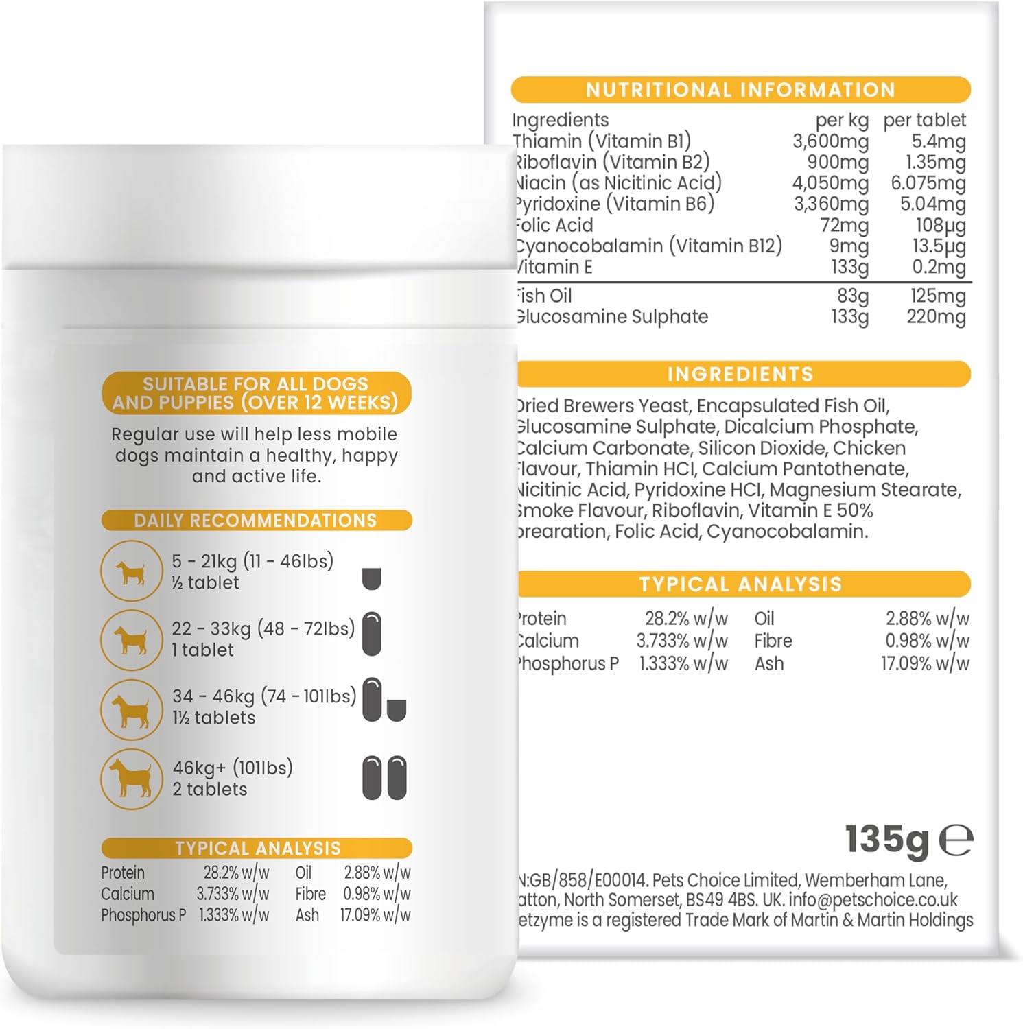 Vetzyme Flexible Joint Tablets with Glucosamine, 90 Tablets