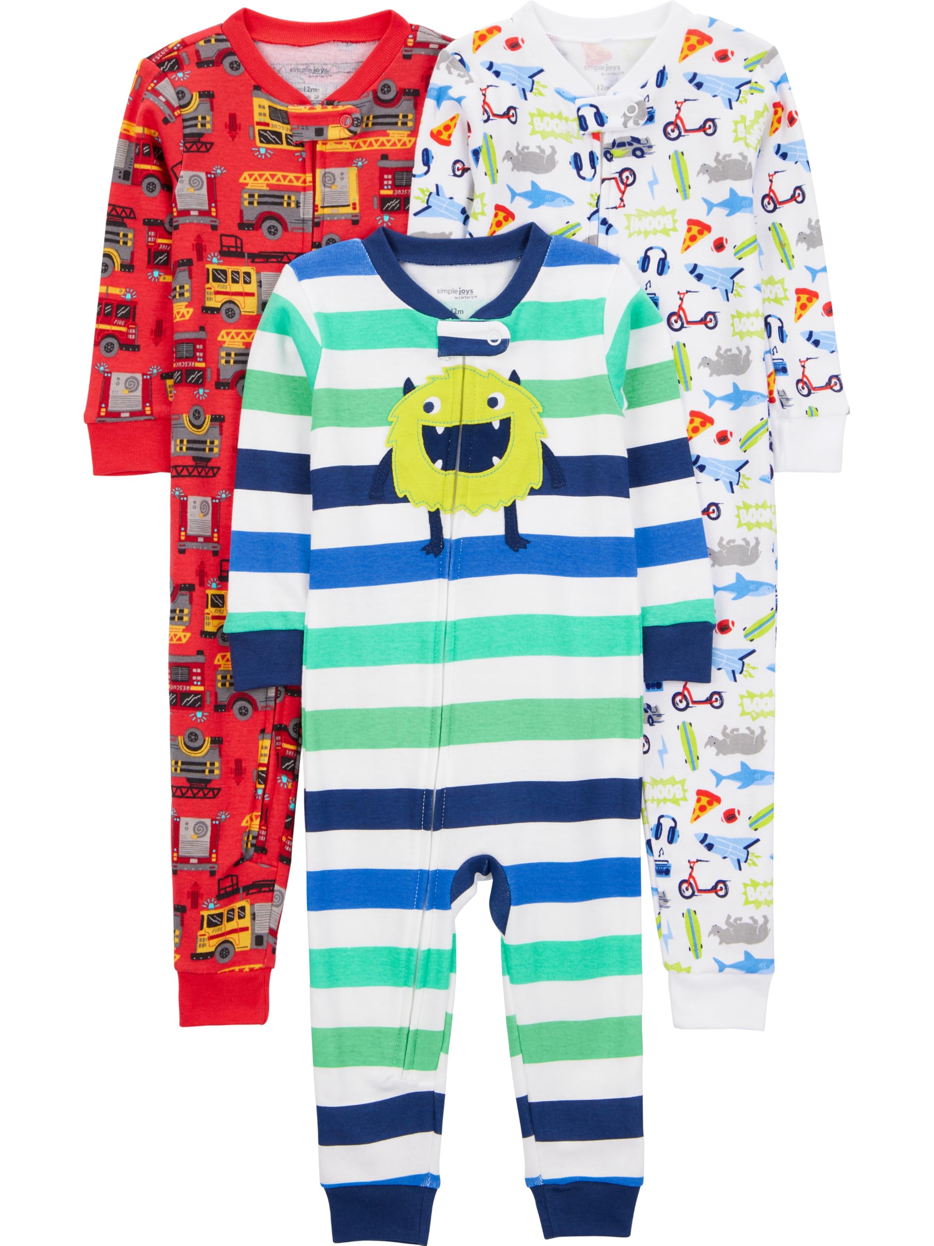 Simple Joys by Carter's Kids' 3-Pack Snug Fit Footless Cotton Pajamas