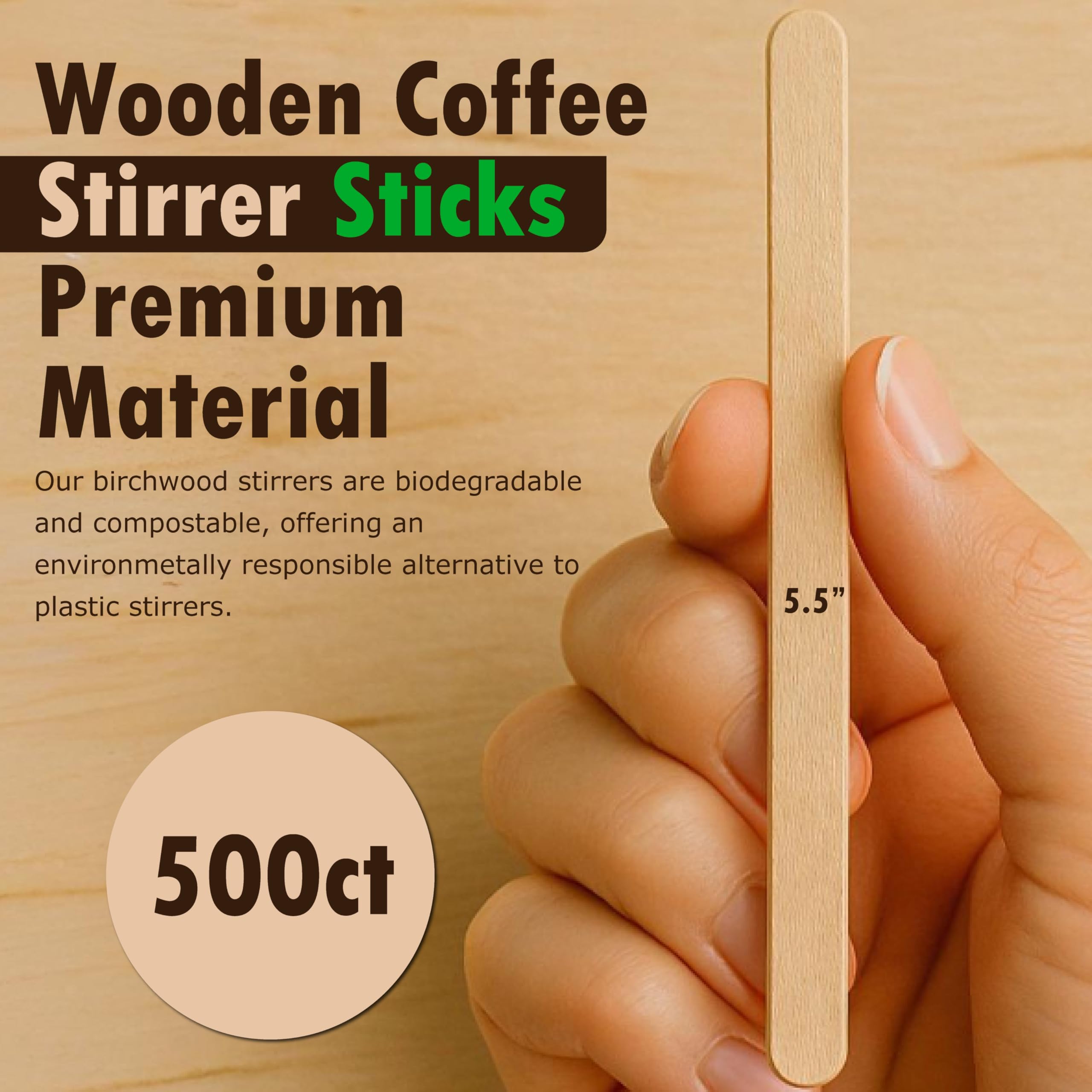 Wooden Coffee Stirrers - 500 Count -2