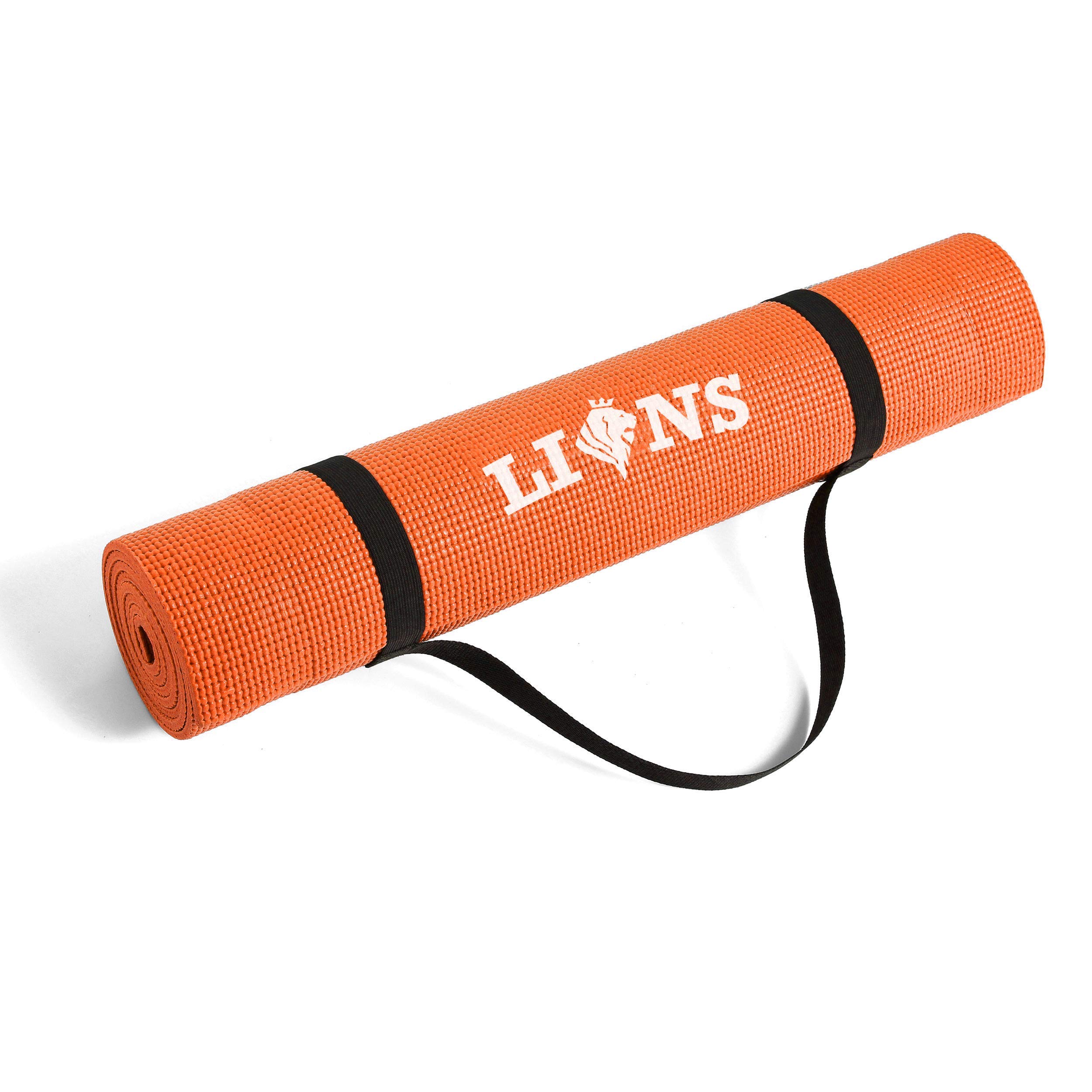 LionsClassic Pro Yoga Mats - PVC Eco Friendly Non Slip Fitness Exercise Mat with Carrying Straps,Pilates Gymnastics Camping Crash Workout Gym Training Balance Meditation