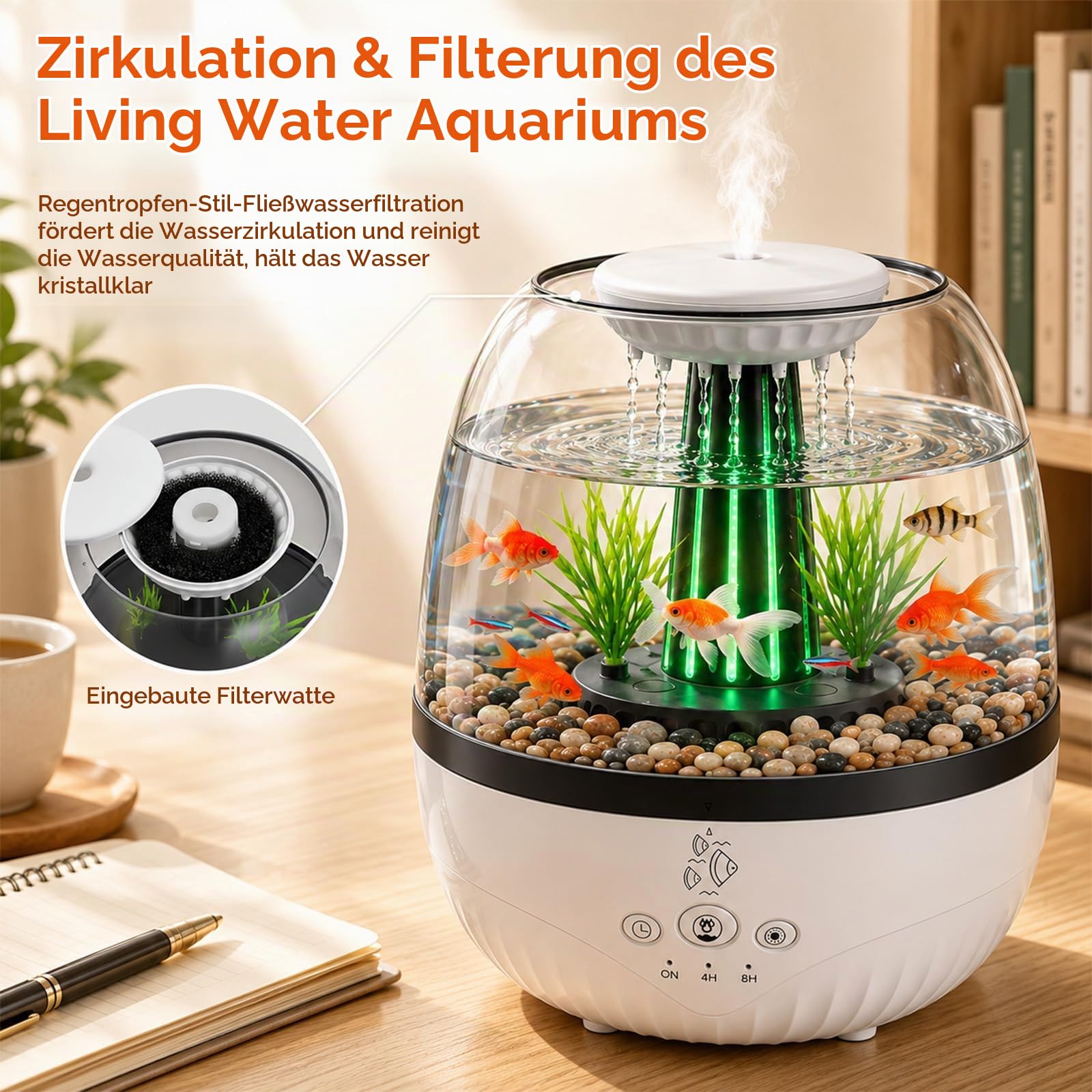 3 in 1 Regentropfen Luftbefeuchter, 350ML Aromatherapie Diffuser mit Mikrolandschaften, 7 Farben LED, 2 Timer Einstellung, Aroma Diffuser für Ätherische Öle für Zuhause Büro Schlafzimmer