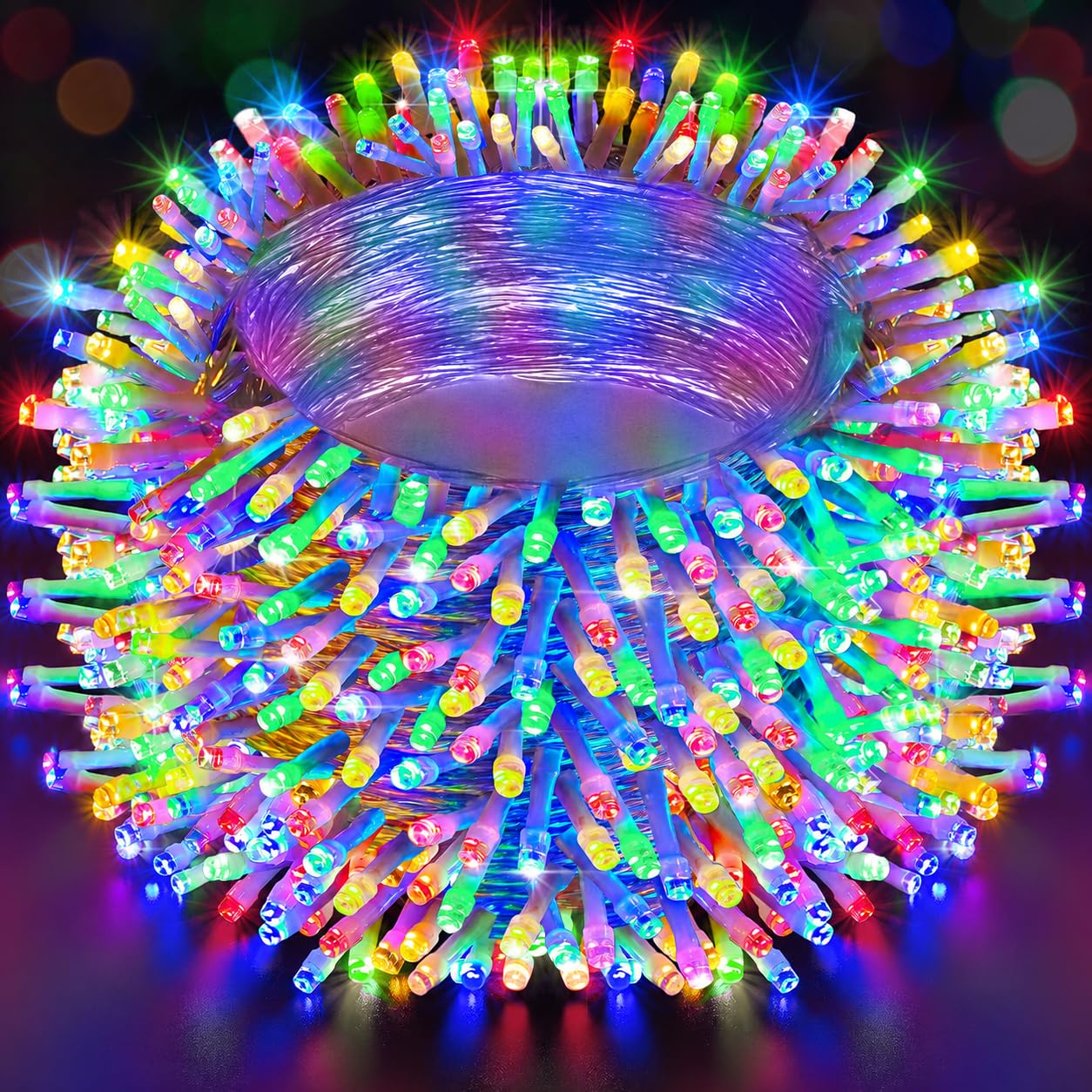 LED Lichterkette 1000 LEDs Mehrfarbig Transparentes Kabel Timer
