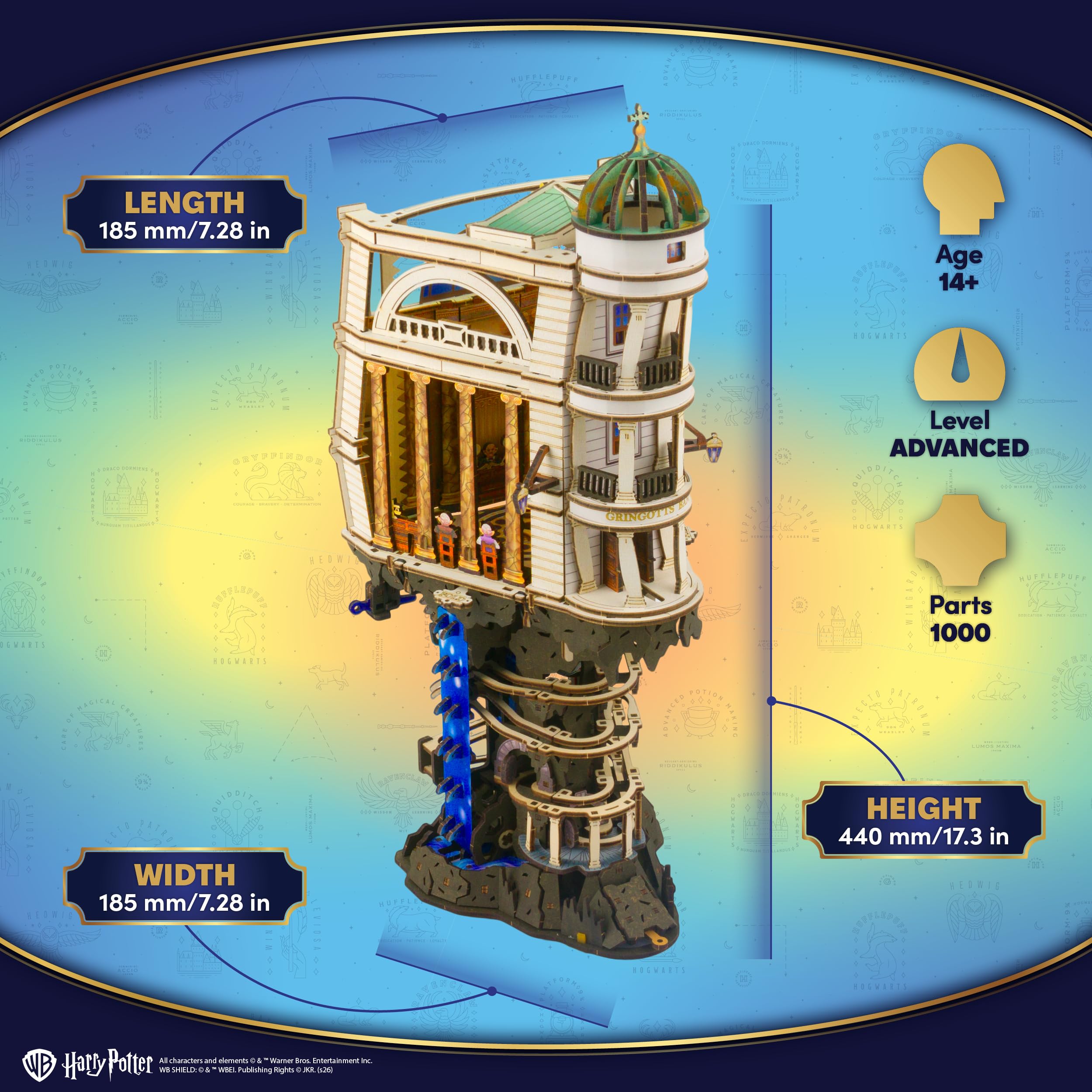 UGEARS Harry Potter Gringotts Bank Marble Run 3D Puzzle - Drewniane Puzzle 3D dla Dorosłych, Mechaniczny Zestaw Modelarski DIY, Kreatywny Zestaw Konstrukcyjny, Łamigłówka Drewniane Modele