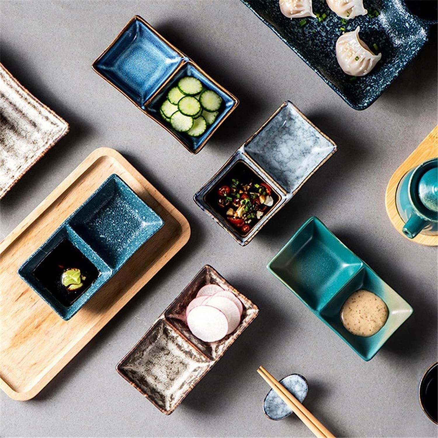 Dipschale Dipschalen Snackschale Dipschale Keramik Verlangsamung Rucola Würze Sojasoßenschale Kreativ Butter Sushi Essigteller Porzellangeschirr Küchengeschirr Vorspeisenteller Gewürzteller (