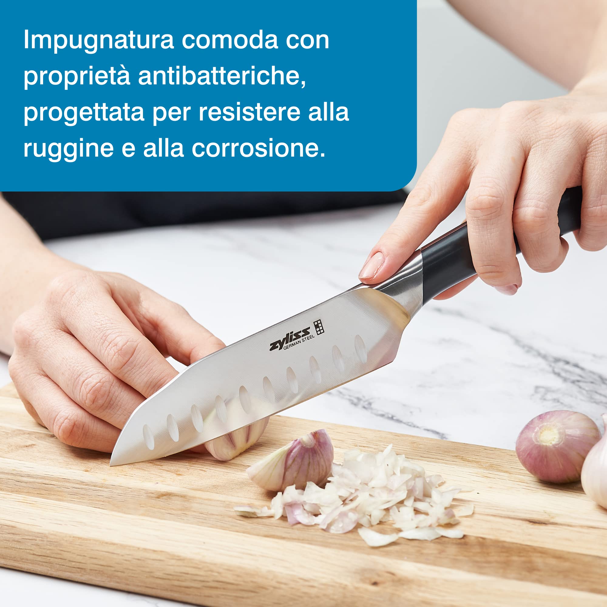 zyliss E920272 Comfort Pro Coltello Mini Santoku, 13cm, Acciaio Inossidabile Tedesco, Maniglia Nera, Coltello da Cucina Professionale, Lavabili in Lavastoviglie