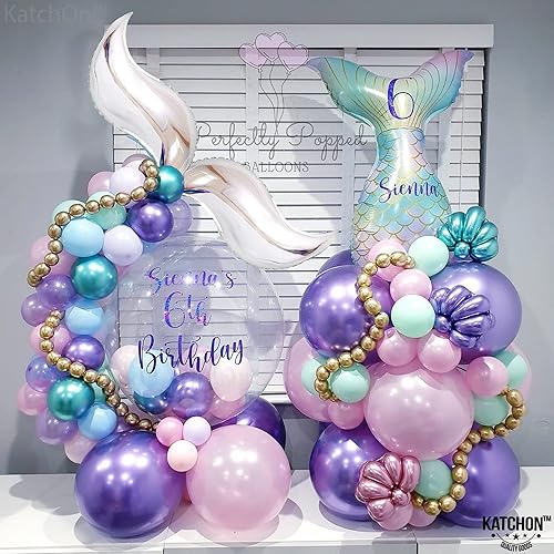 Miniatura 8 de KatchOn, Globo plateado de cola de sirena de 25 pulgadas, paquete de 6, globos plateados de sirena para guirnalda de globos de sirena, globo curvo