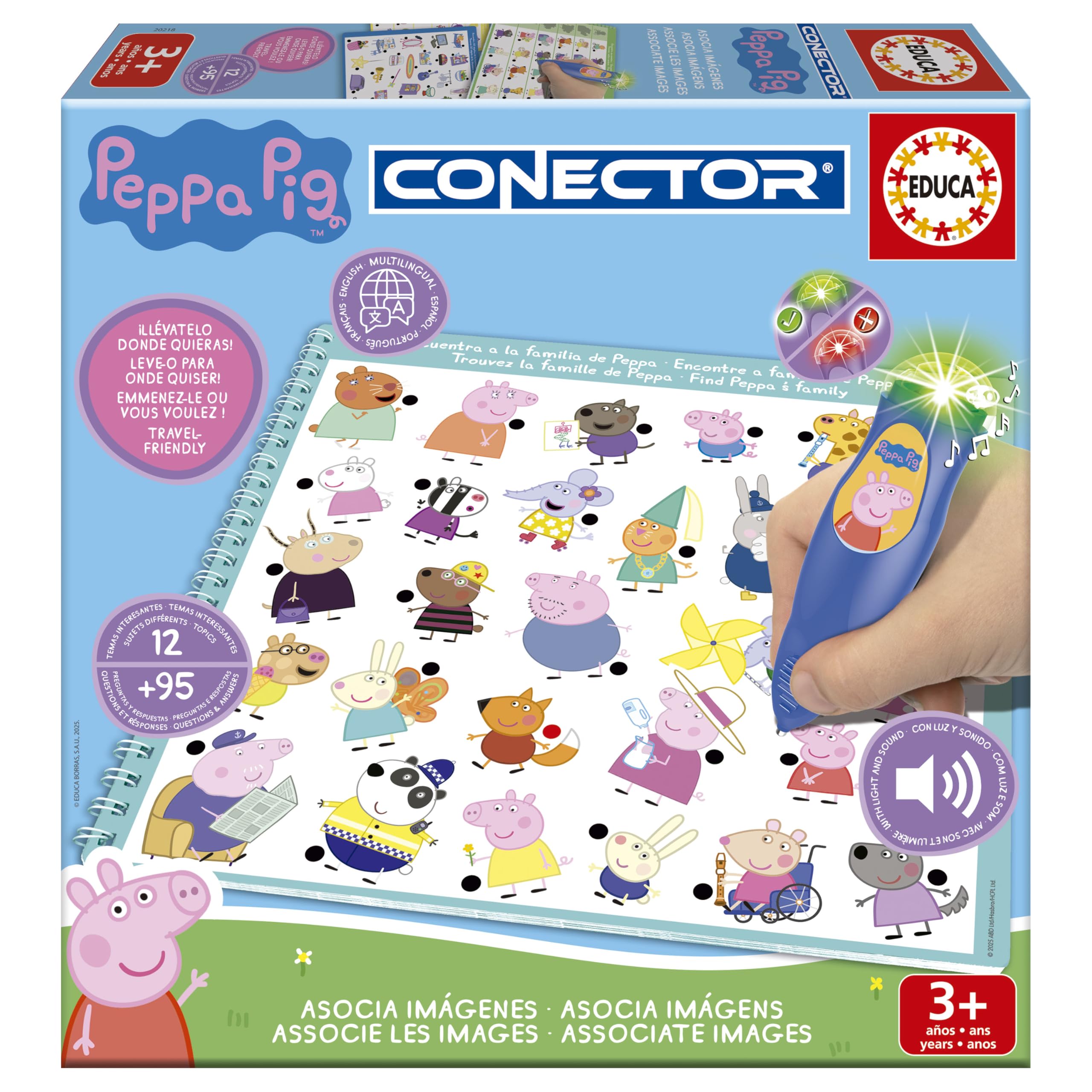 Educa - Peppa Pig Junior Conector | Educational Trivia Game. Includes Wise Pen with Light and Sound. Recommended for Children Between 3 and 5 Years (20218)