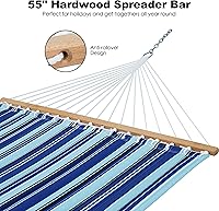 Vista 5 de Hamaca para 2 personas de 12 pies para exterior, hamaca doble de tela acolchada al aire libre con barra separadora, almohada grande removible