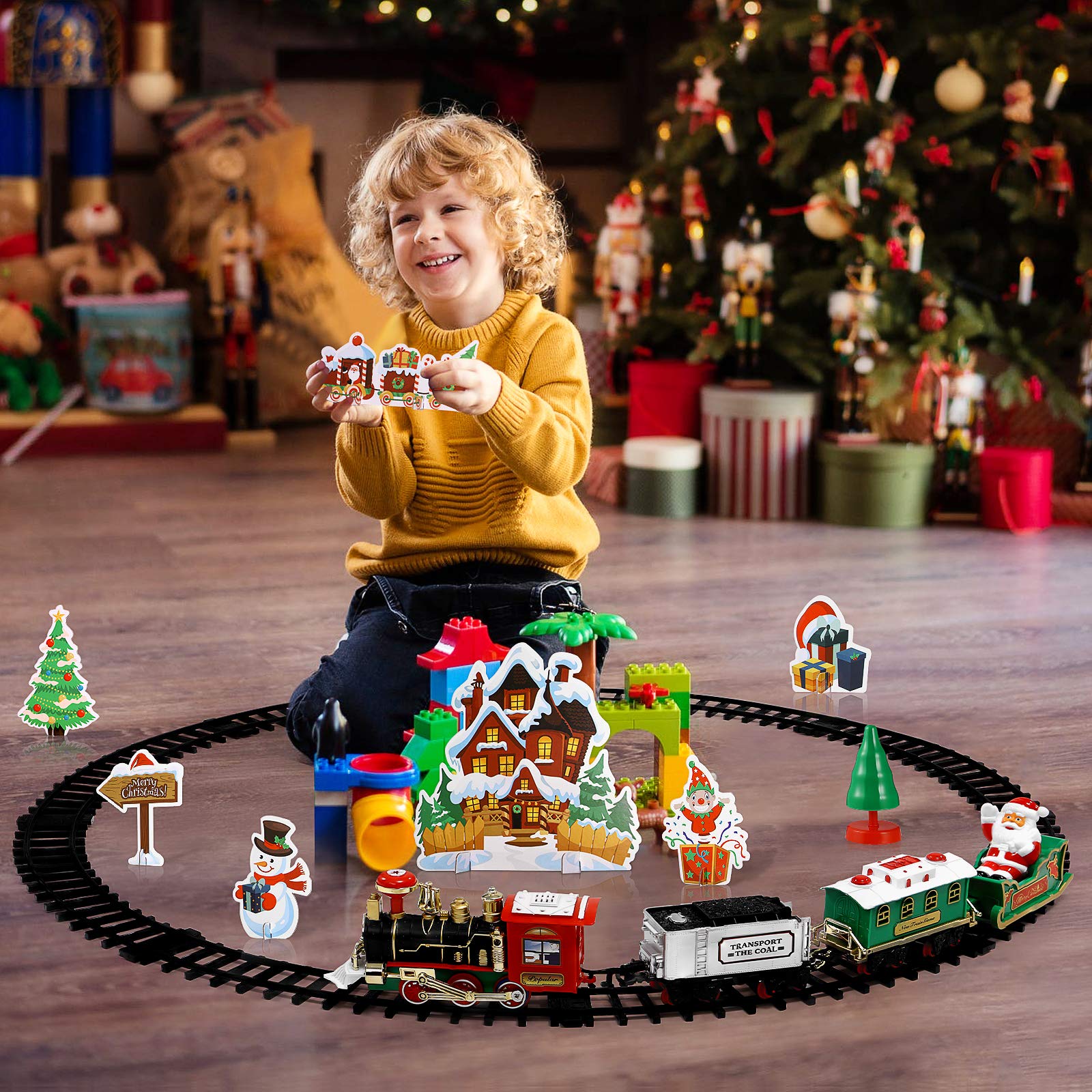 Train électrique Miniature De Noël Avec Lumières Et Sons, à Suspendre