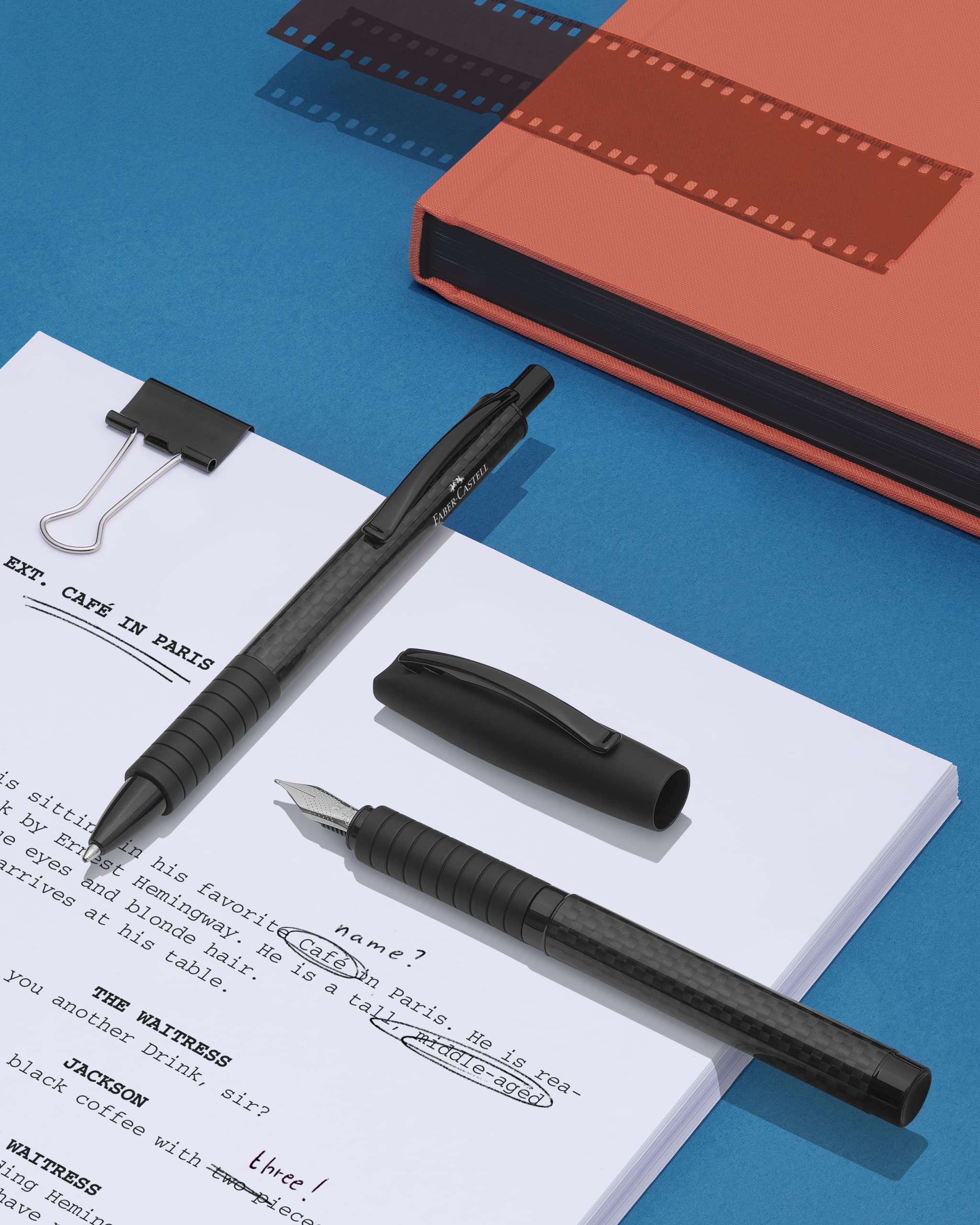 FABER-CASTELL - Füller e-motion Black Carbon, Feder B