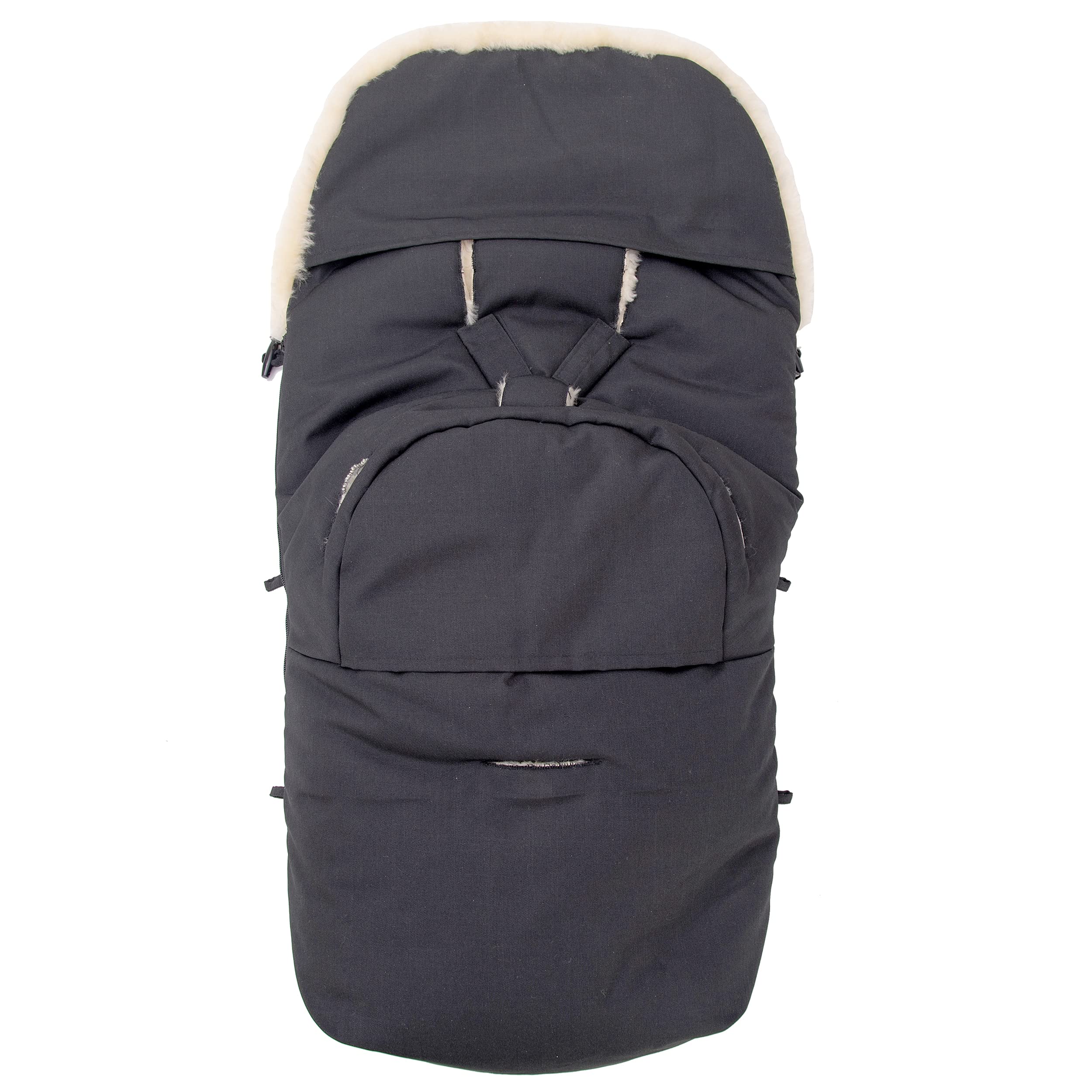 Saco de Abrigo para bebé de Piel de Cordero, para Cochecito, Saco de Abrigo para Cochecito, Resistente al Viento y al Agua, con Cremallera Completa, curtida médicamente 90 x 50 cm (Negro)