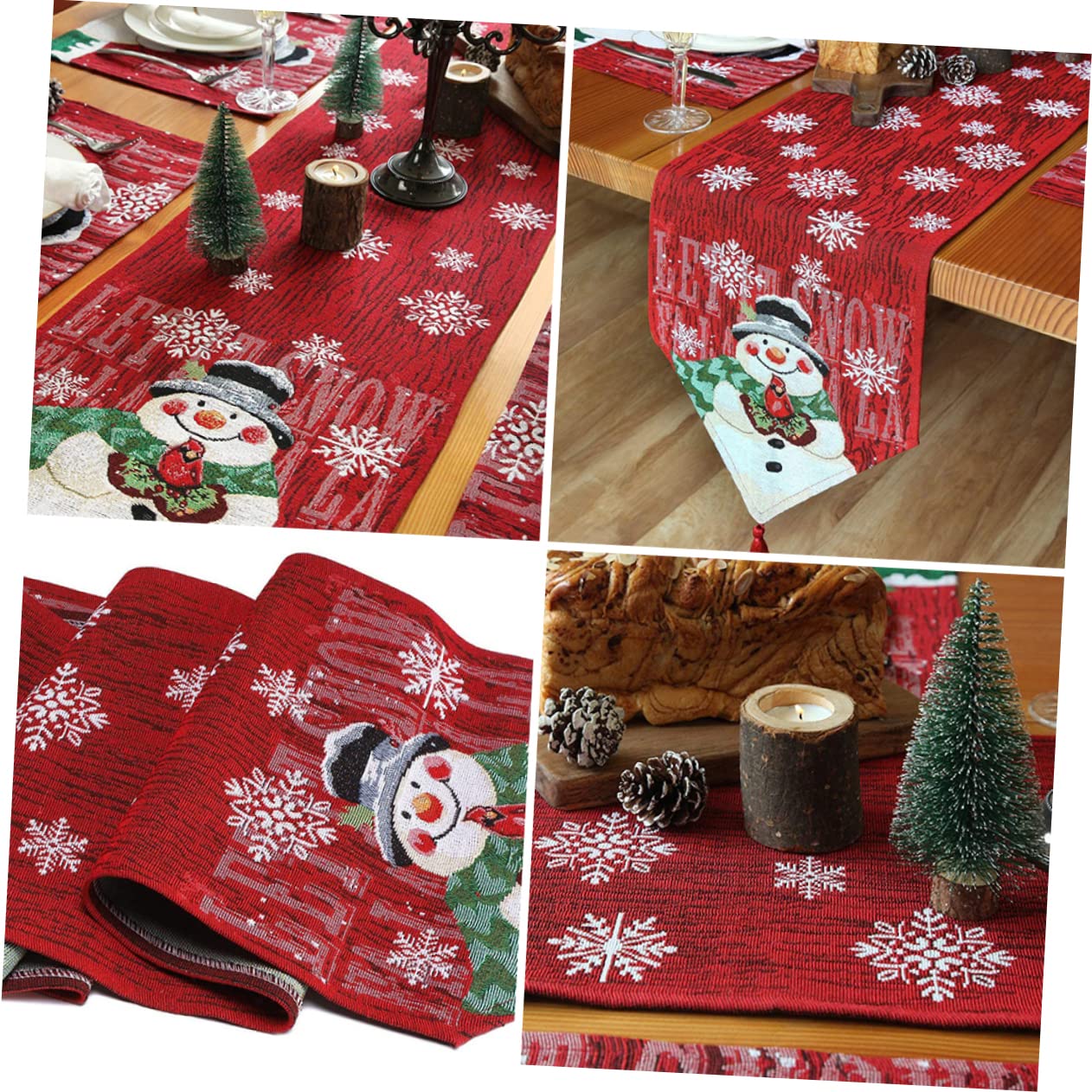 Amosfun 2 Pz Runner da tavola natalizio corridore da tavola invernale runner da tavola in lino di cotone tovaglie natalizie eleganti tovaglia natalizia tovaglia per feste natalizie