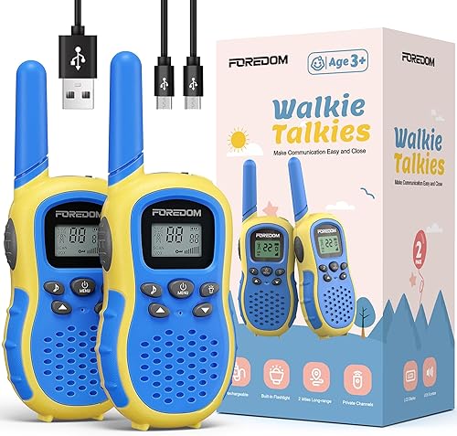Vista 11 de FOREDOM Walkie Talkies recargables para niños, Walkie Talkies de largo alcance para niños de 3 a 12 años, para niños y niñas, juguetes de cumpleaños