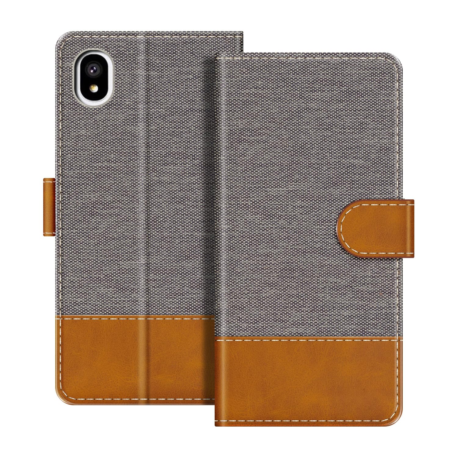 Leather Flip Wallet Case Compatible with Bigme Hibreak S 4G Phone Cover with Card Holders, RFID Blocking, Magnetic Closure & Kickstand (Gray)