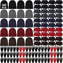Unittype 300 Pcs Winter Beanies Gloves Scarf Set Bulk 100 Knit Skull Cap 100 Pair Winter Gloves 100 Neck Warmer for Men Women