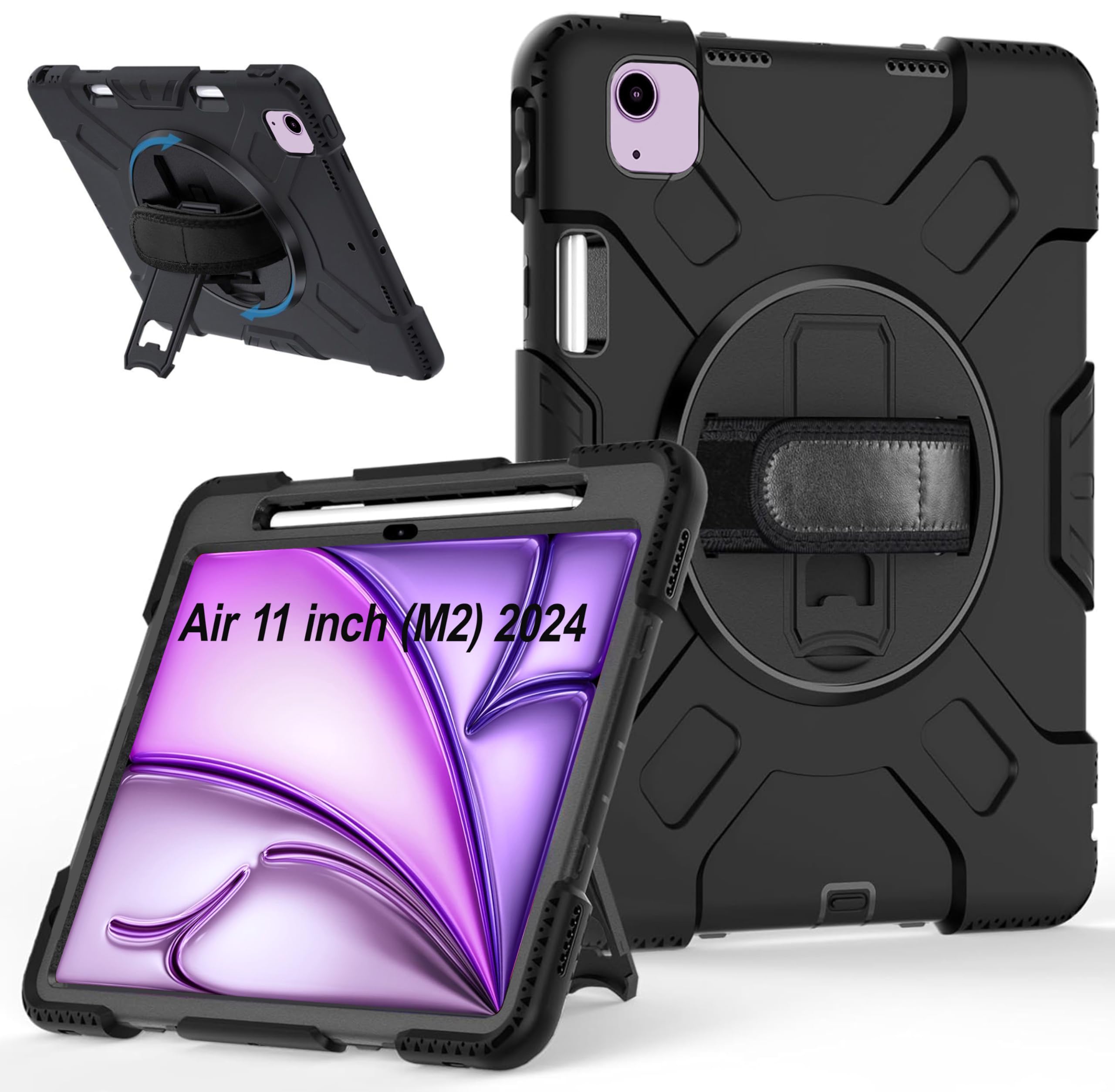 TGK Heavy Duty Hybrid Case for iPad Air 11 inch M2 2024 Shockproof Sturdy Cover with Rotating Stand, Handle and Pen Holder Black (B0DH3K52CG) Amazon Price History, Amazon Price Tracker