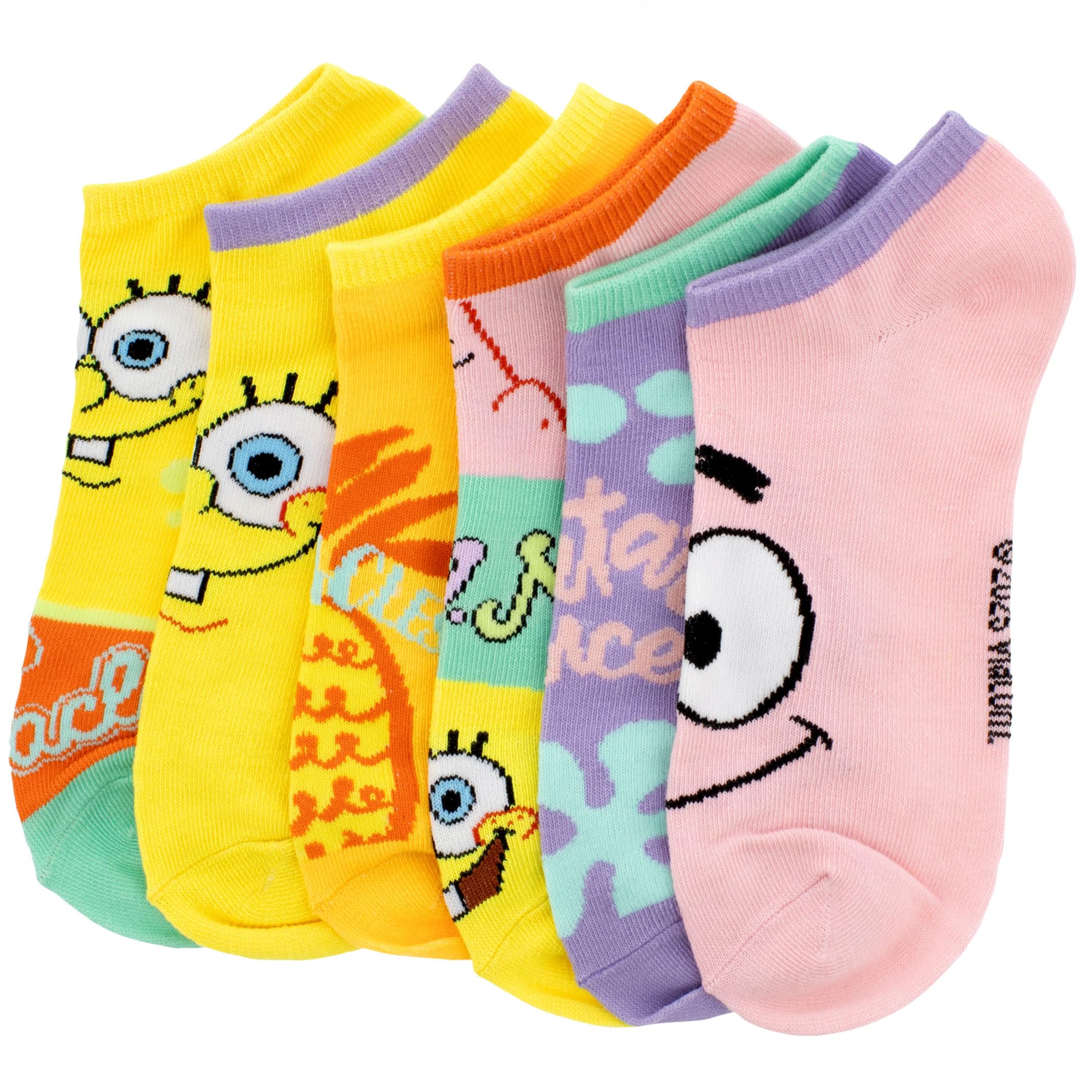 Berkshire Fashions Women's Multicolor Spongebob Squarepants Tarter Sauce Ankle Socks 6-Pair Pack