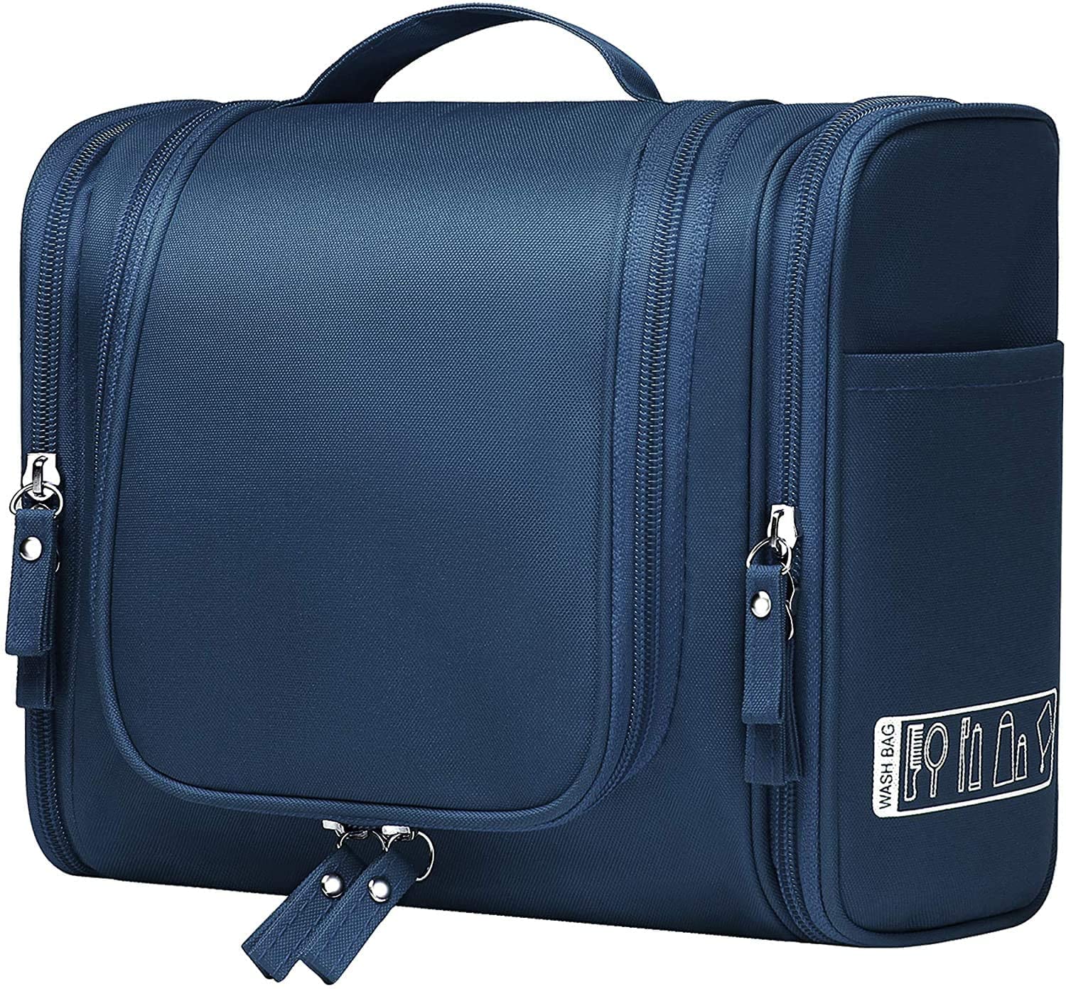 viulvuk multifunctional extra large 21cms cosmetic bag for women | makeup pouch with hook for hanging | toiletry bags for travel | waterproof grooming kit storage pouches for men (navy blue)
