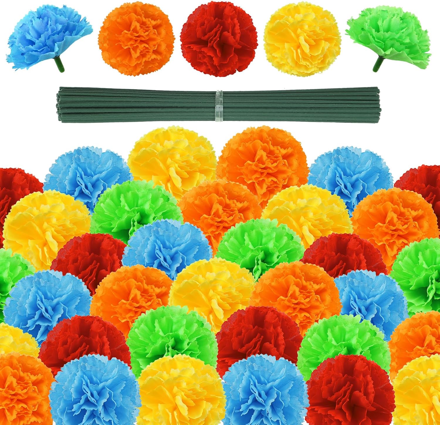 40Pcs Artificial Marigold Flowers, 2inch Silk Marigolds