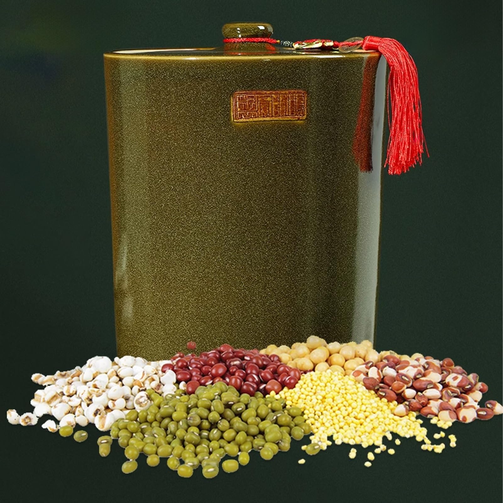 Botes Cocina Almacenaje, Recipiente Cilíndrico para Almacenar Alimentos con Tapa, Dispensador de Alimentos con Caja de Almacenamiento de Arroz China, para Cereales, Café y Té(Green A,10kg)