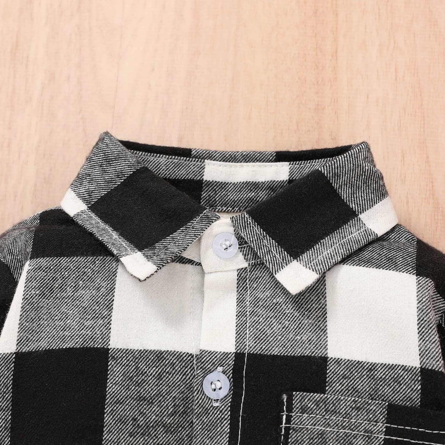 HAPPYMA Newborn Baby Boy Girls Plaid Outfit Flannel Romper Tops Infant Long Sleeve Button Down Plaid Casual Bodysuit Clothes - Image 4