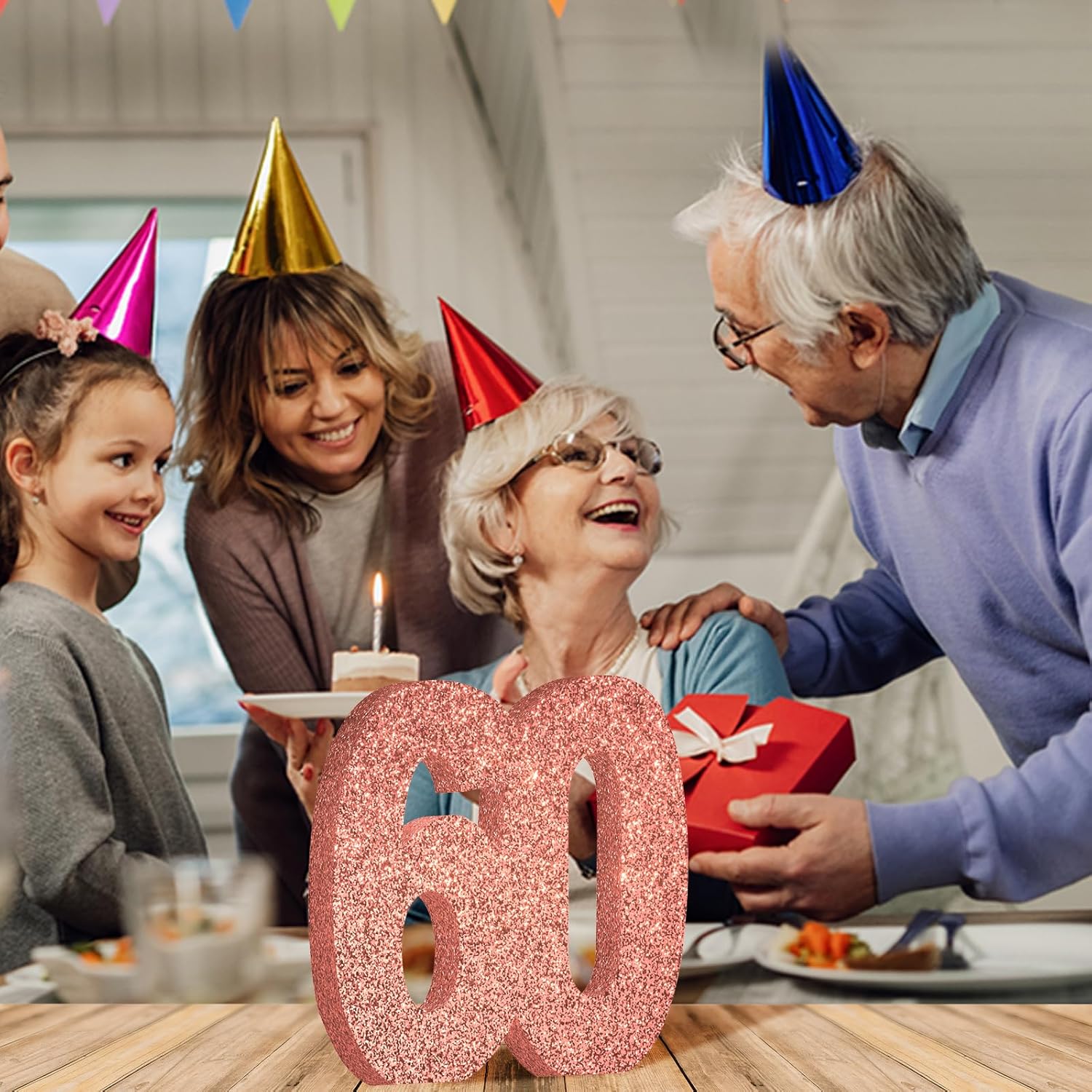 60th Birthday Decorations for Women,60th Anniversary Decorations,Rose Gold Glitter 60th Birthday Party Centerpieces for Table Decorations,60 Table Topper Decor - Image 5