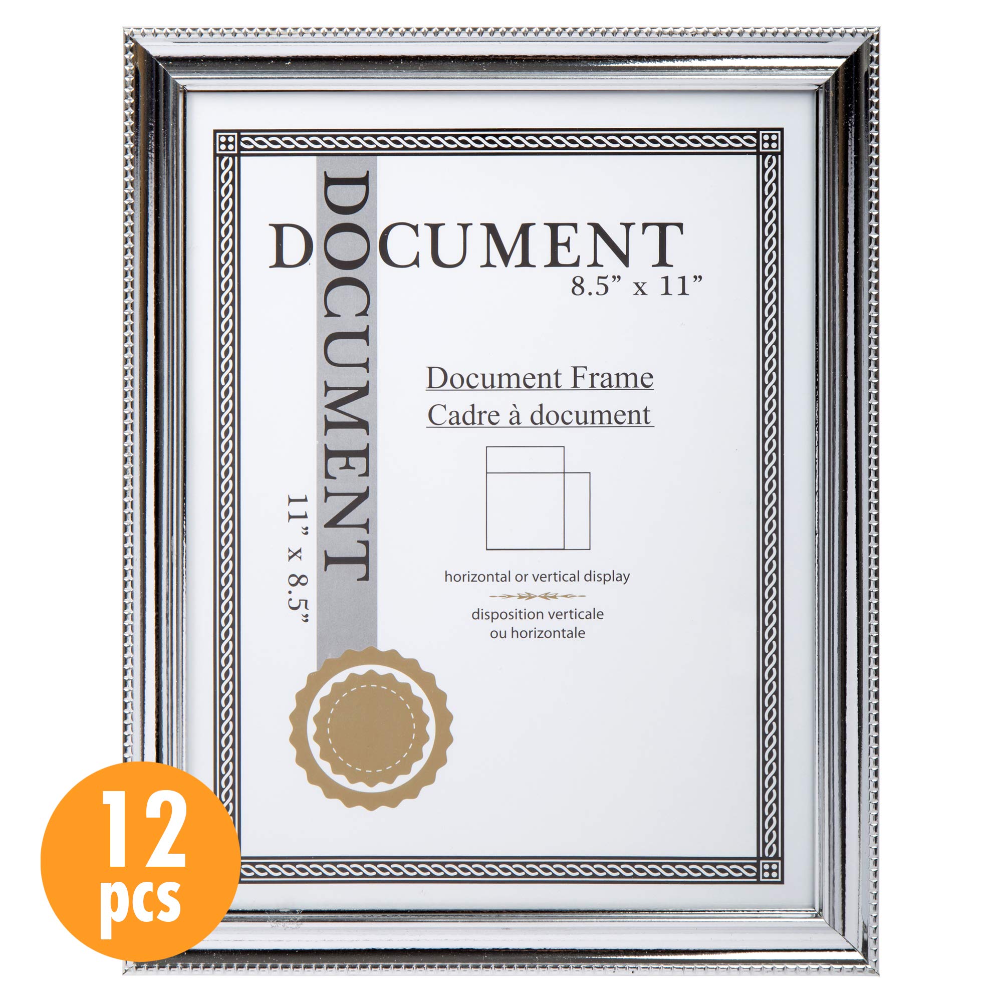 Truu DesignClassic Diploma Frame for Documents and Certificates, PS Glass, Silver, 8.5 x 11 Inches