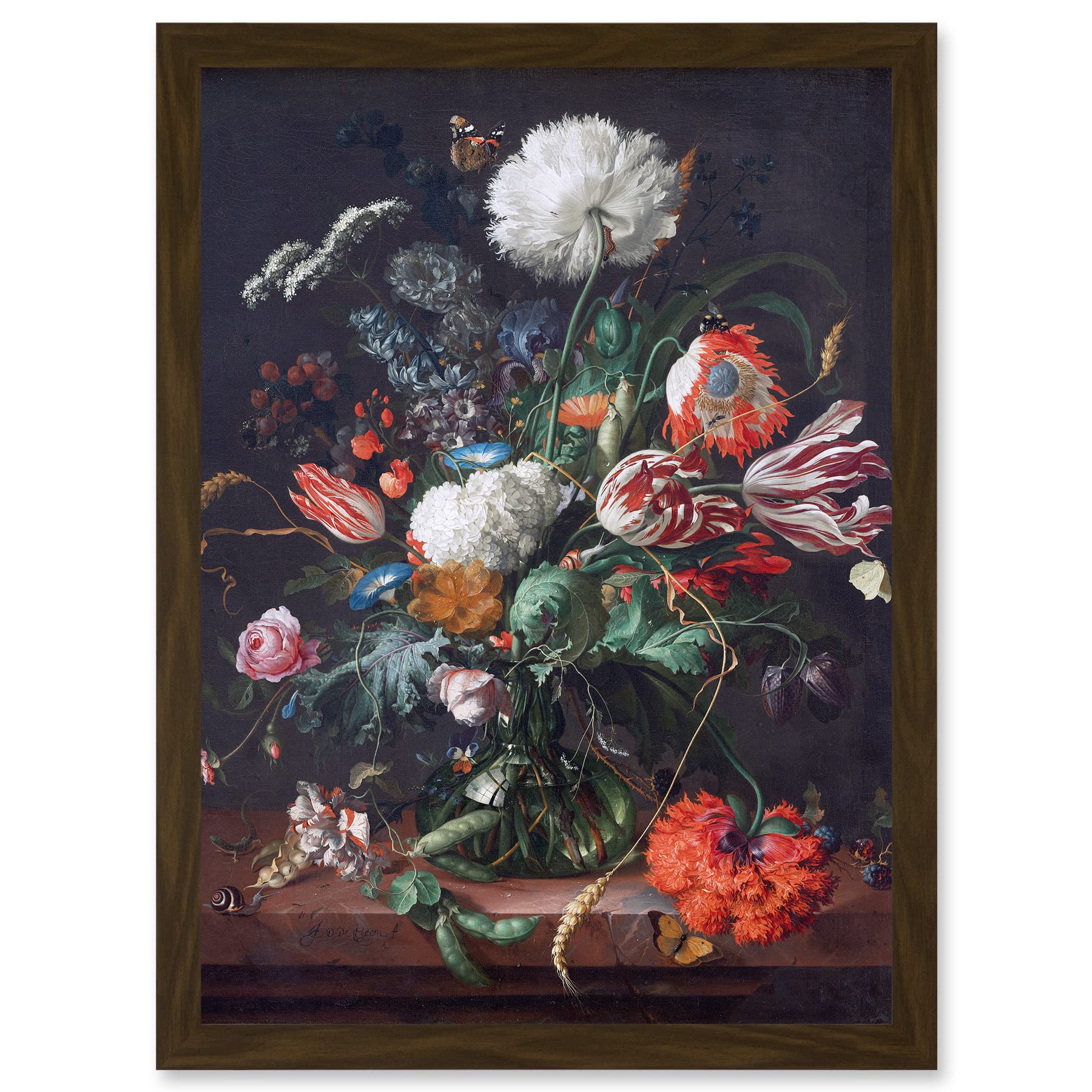 Jan Davidsz De Heem Vase Of Flowers Floral Framed A4 Wall Art Print