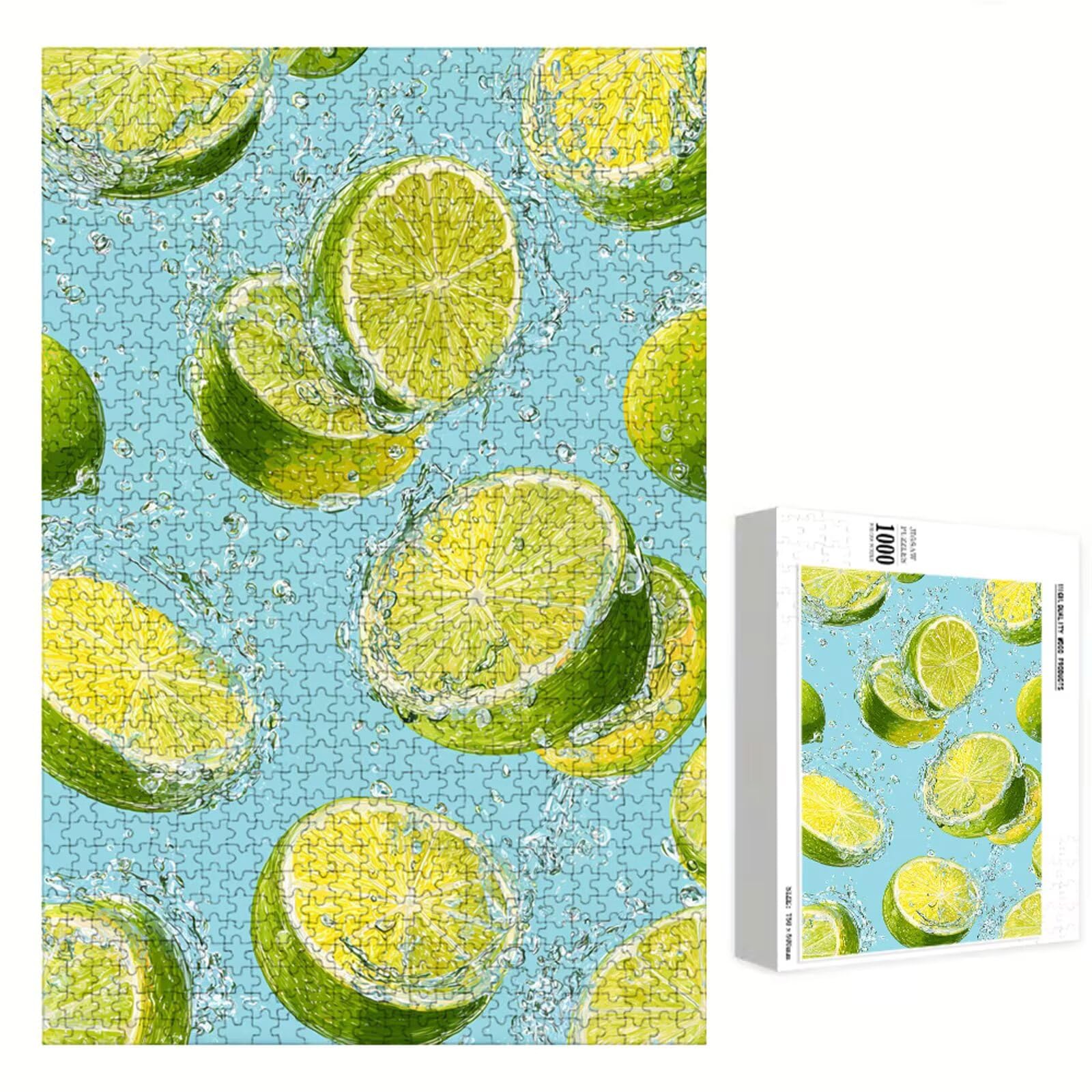 Puzzle 1200 Piezas Adultos Limón & Verde, Rompecabezas con Letras Traseras y Póster, Pasatiempo Antiestrés, Decoración de Pared, Regalo Decorar Mujer Hombre 75 x 50 cm (14 Años +) P3#829