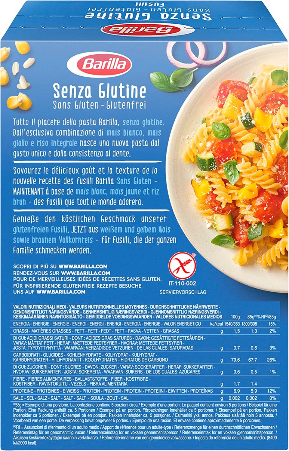 20x Barilla Fusilli Italian Pasta 400g Gluten Free!