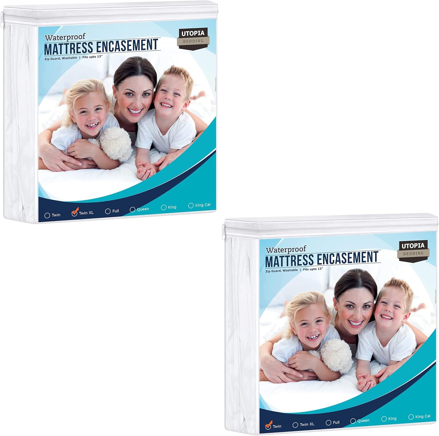 Utopia Bedding Set of 2 (Twin XL and Twin) Zippered Mattress Encasement – 100% Waterproof Mattress Protector - Absorbent Six-Sided Mattress Cover - Soft and Breathable Machine Washable : Home & Kitchen