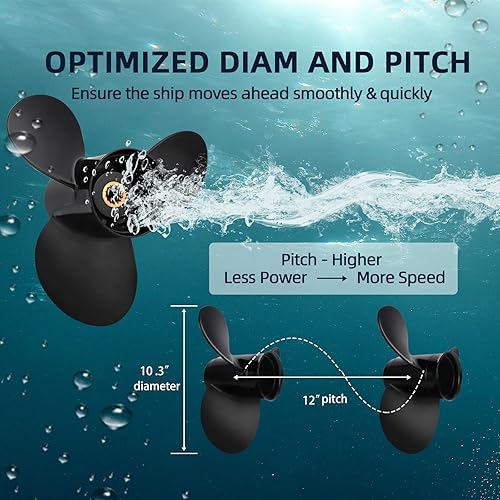 Miniatura 7 de OEM Upgrade Aluminum Boat Propeller Fit BRP Johnson Evinrude OMC Stern Drive 15-35 HP OEM#765049 763486 765050 778863 20 25 30 35 HP 14 Spline Tooth