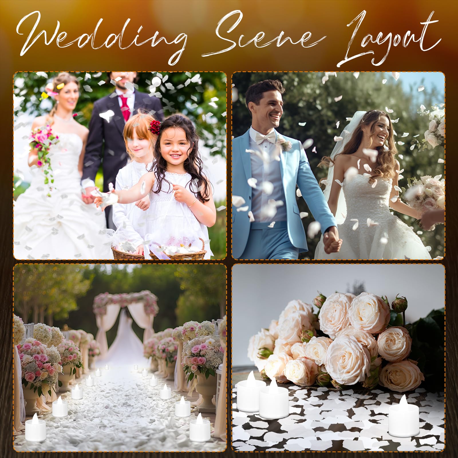 Coume 6000 petali di rosa artificiali con 72 candele a LED senza fiamma, decorazioni romantiche, candele finte per anniversario, decorazioni per la notte di nozze (bianco)