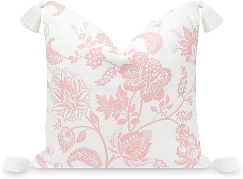 Hofdeco Premium Funda de almohada Coastal Patio para interiores y exteriores, 18 x 18 pulgadas, repelente al agua para patio trasero, sofá, borla