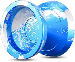 WATIEOBOO Yoyo Professional, Ioiôs De Metal Para Crianças, Adultos Iniciantes, Maior Estabilidade, Desempenho Mais Poderoso E Estável Truques Profissionais Yoyo Com Luva E 10 Cordas De Ioiôs (Azul Pra