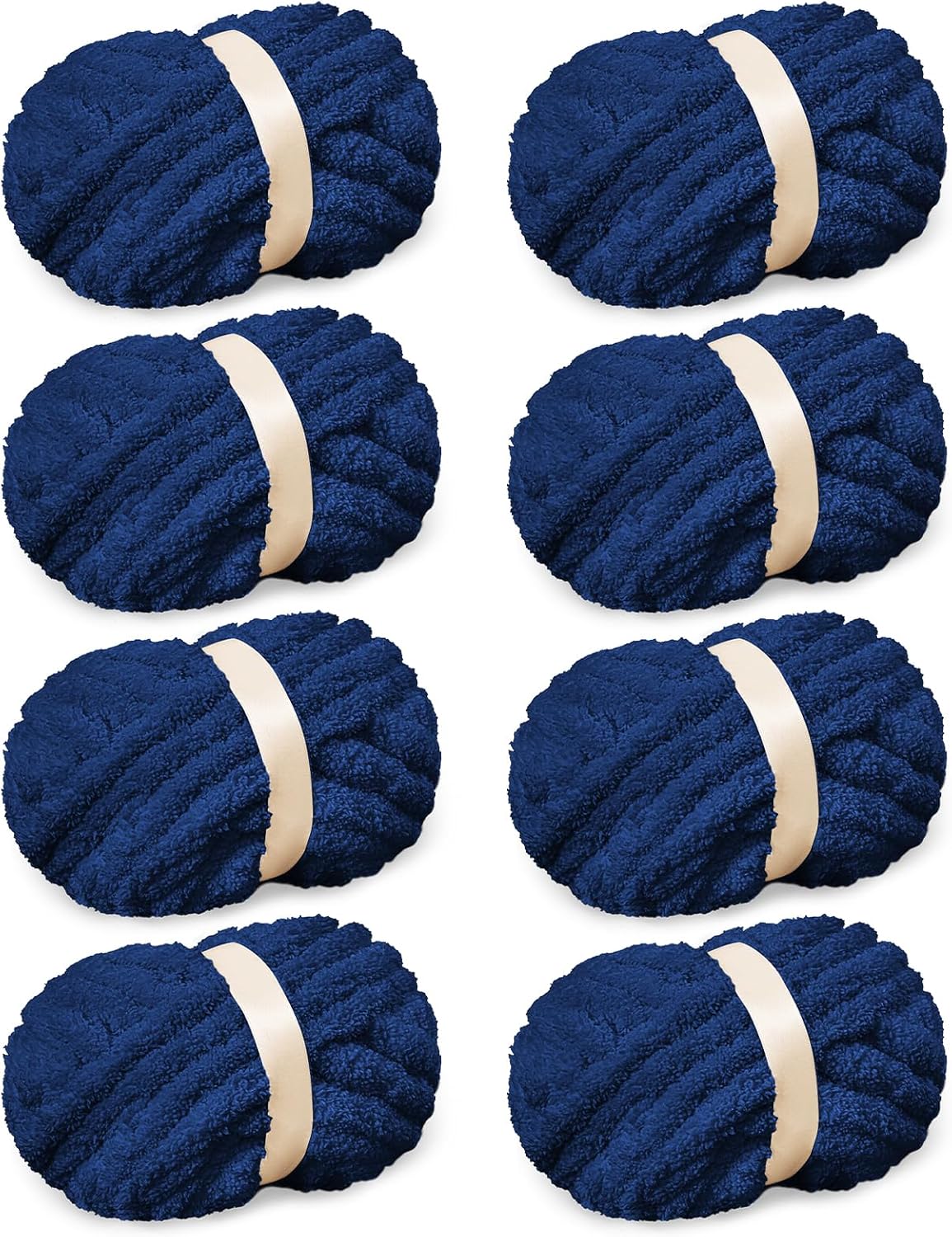 8 Pack Chunky Chenille Yarn for Crocheting, Navy Blue Jumbo Yarn Soft Plush Chunky Blanket Yarn for Hand Knitting, Fluffy Thick Bulky Yarn for Arm Knitting(28 Yds/8.5 Oz Each Skein)