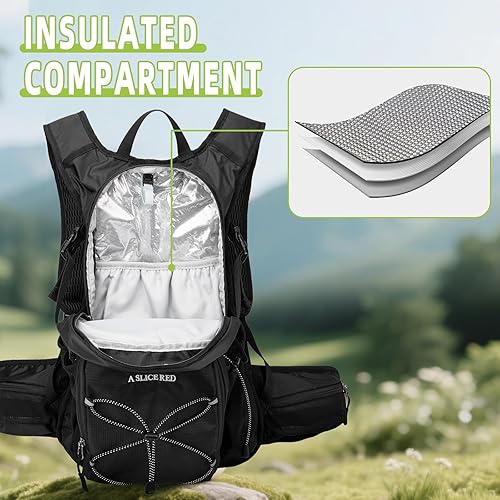 Miniatura 3 de Mochila de hidratación, mochila de agua para senderismo con vejiga de agua de 3 L, paquete de hidratación aislada, ligera, hidropack ideal