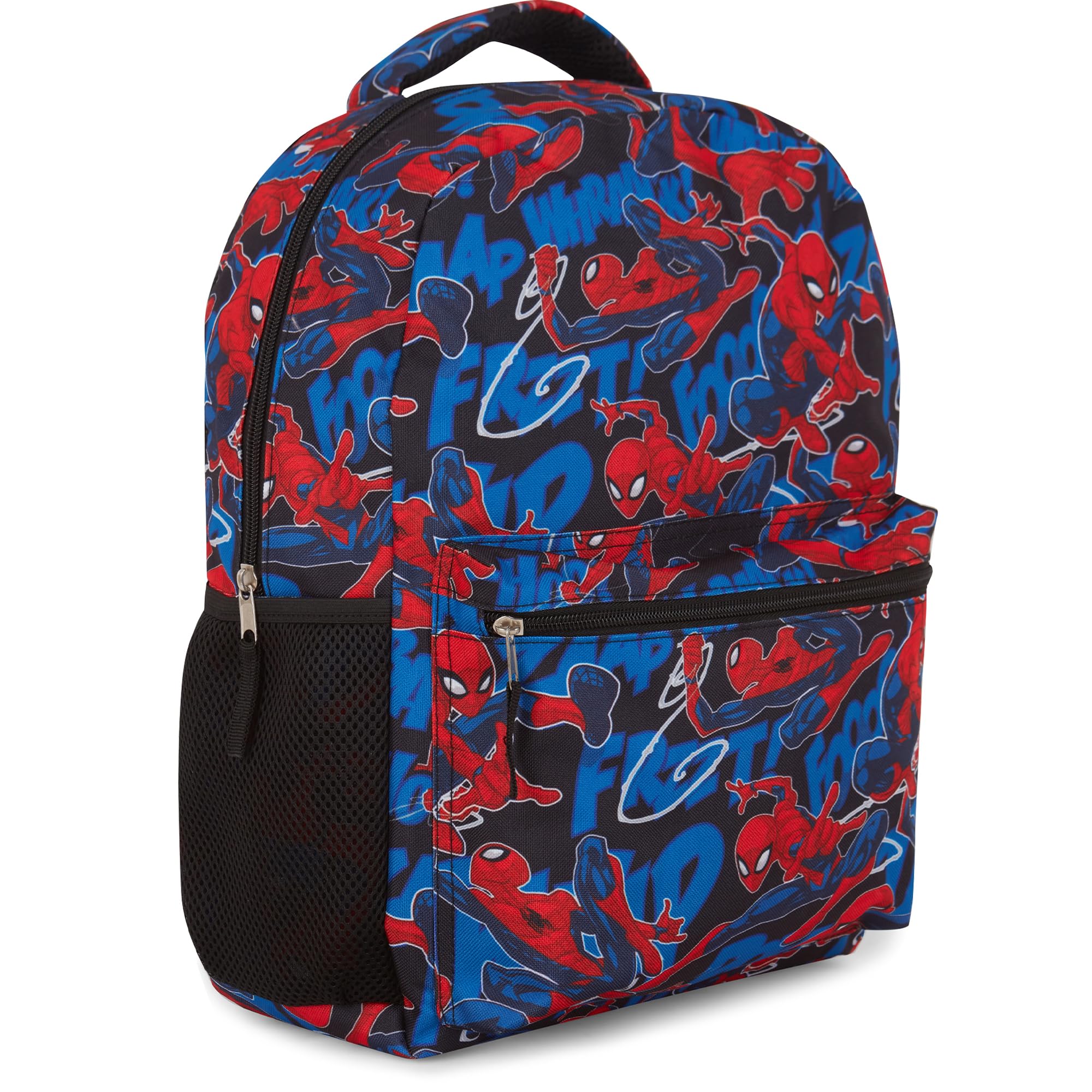 Comics Spiderman School Backpack - Avengers, Spiderman, Captain America, Hulk - Officially Licensed Bookbag for Kids Boys Girls and Adults - Laptop and Lunchbox Compatible (Black Spiderman)