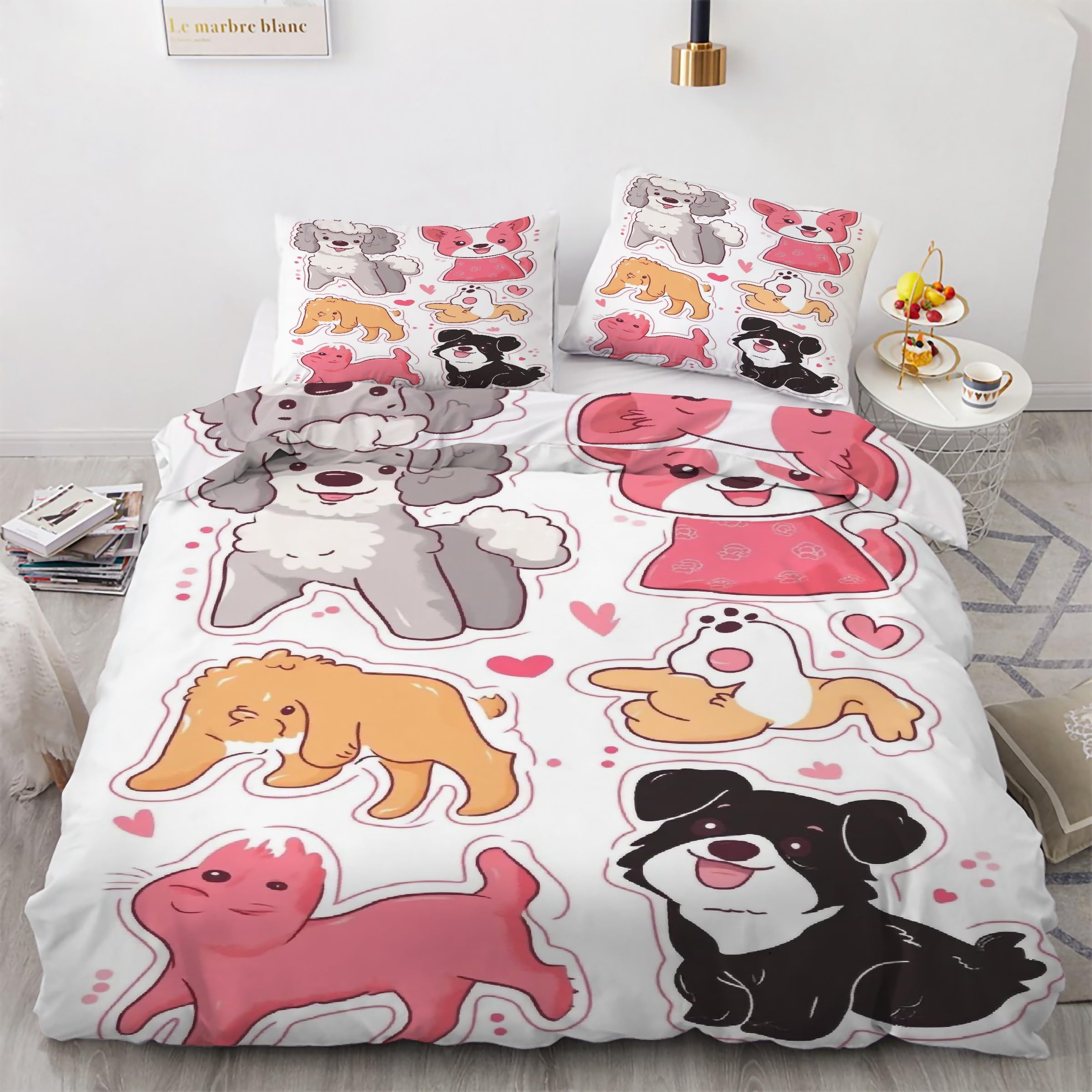 Housse de couette 220x240 Corgi en microfibre douce avec fermeture éclair solide